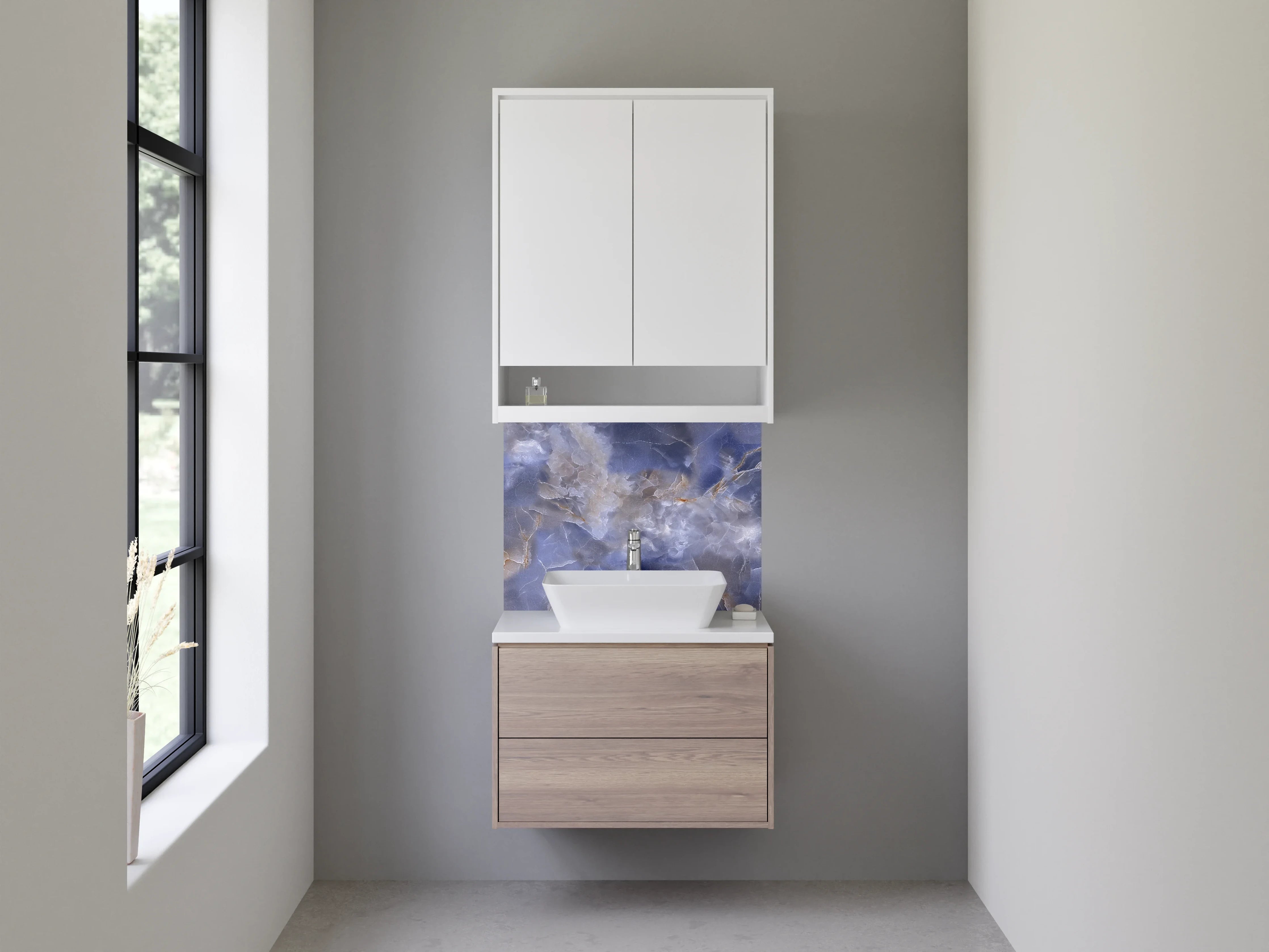 Waschbecken-Rückwand - Blauer Onyx Marmor Optik