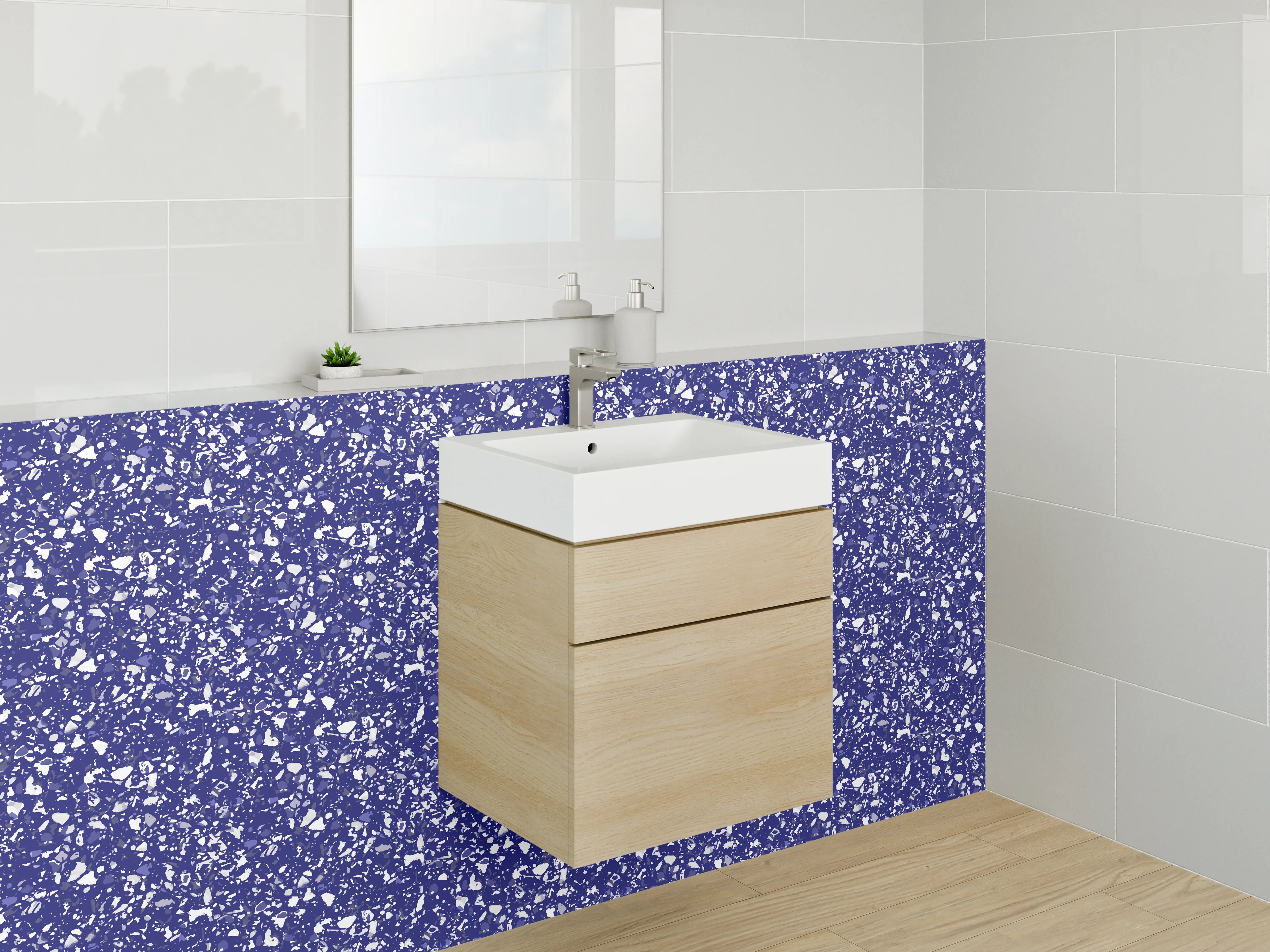 Waschbecken-Rückwand - Blaues abstraktes Muster Wanddesign