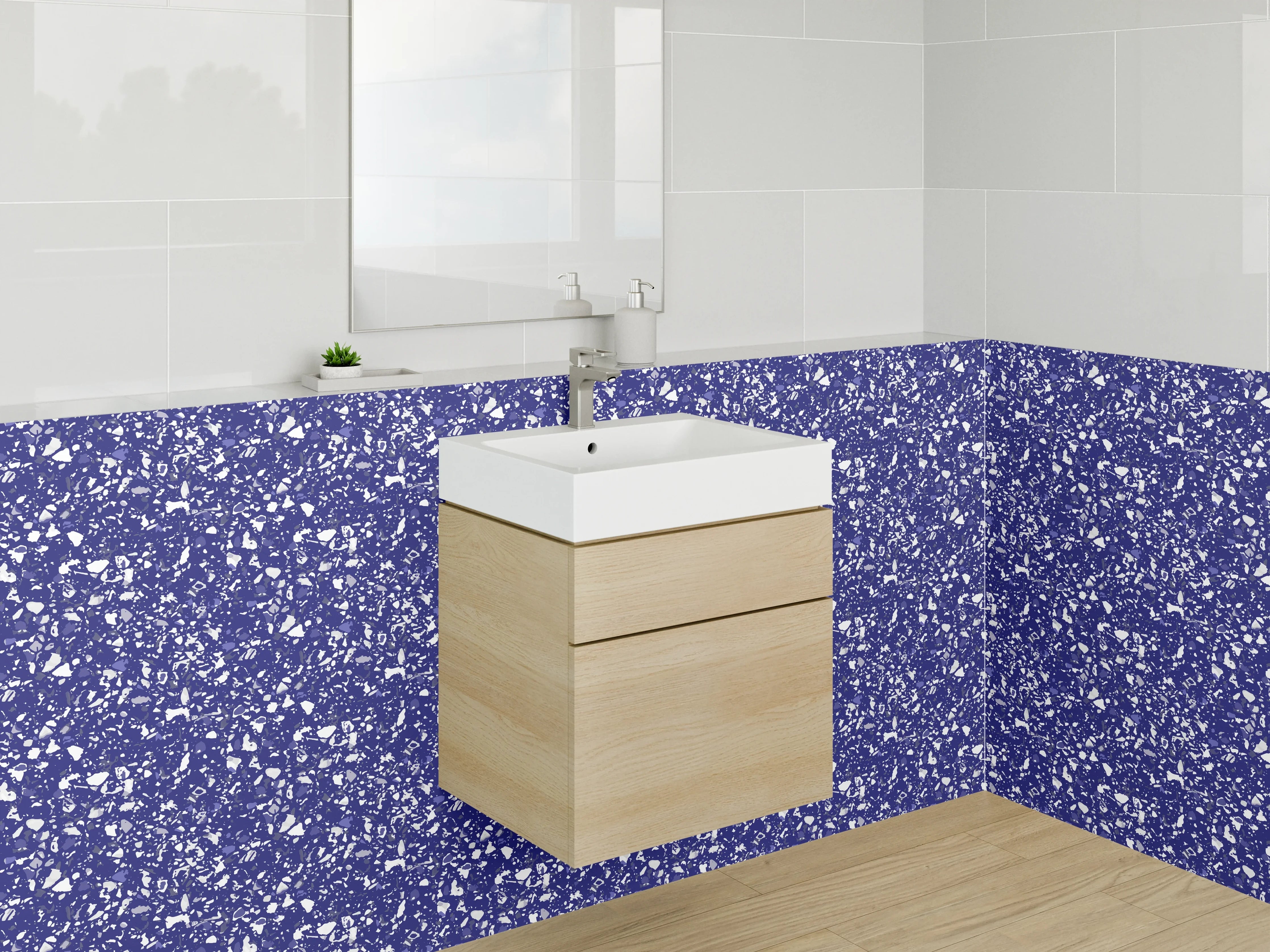 Waschbecken-Rückwand - Blaues abstraktes Muster Wanddesign