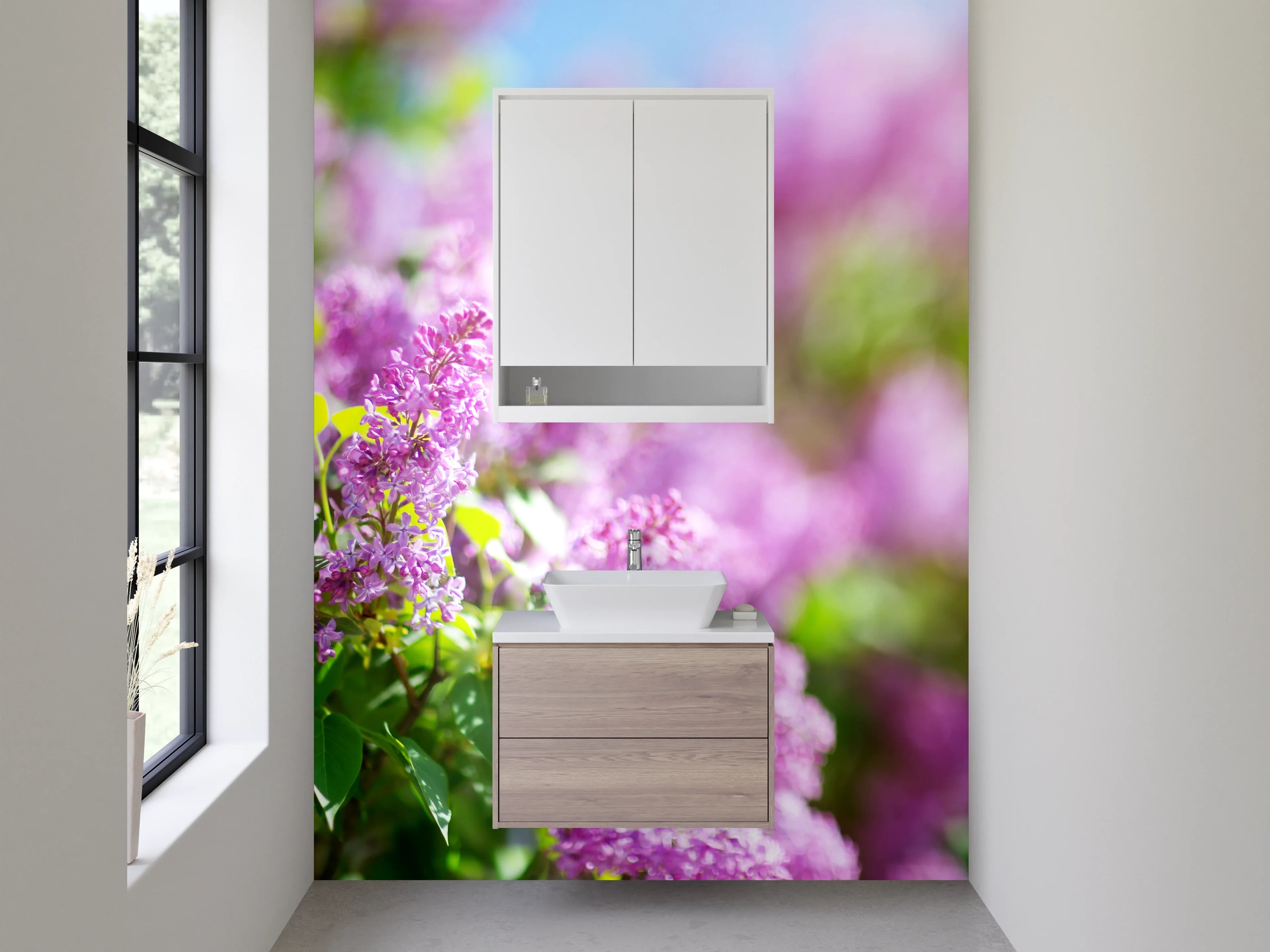 Waschbecken-Rückwand - Blühender Flieder am Sommermorgen