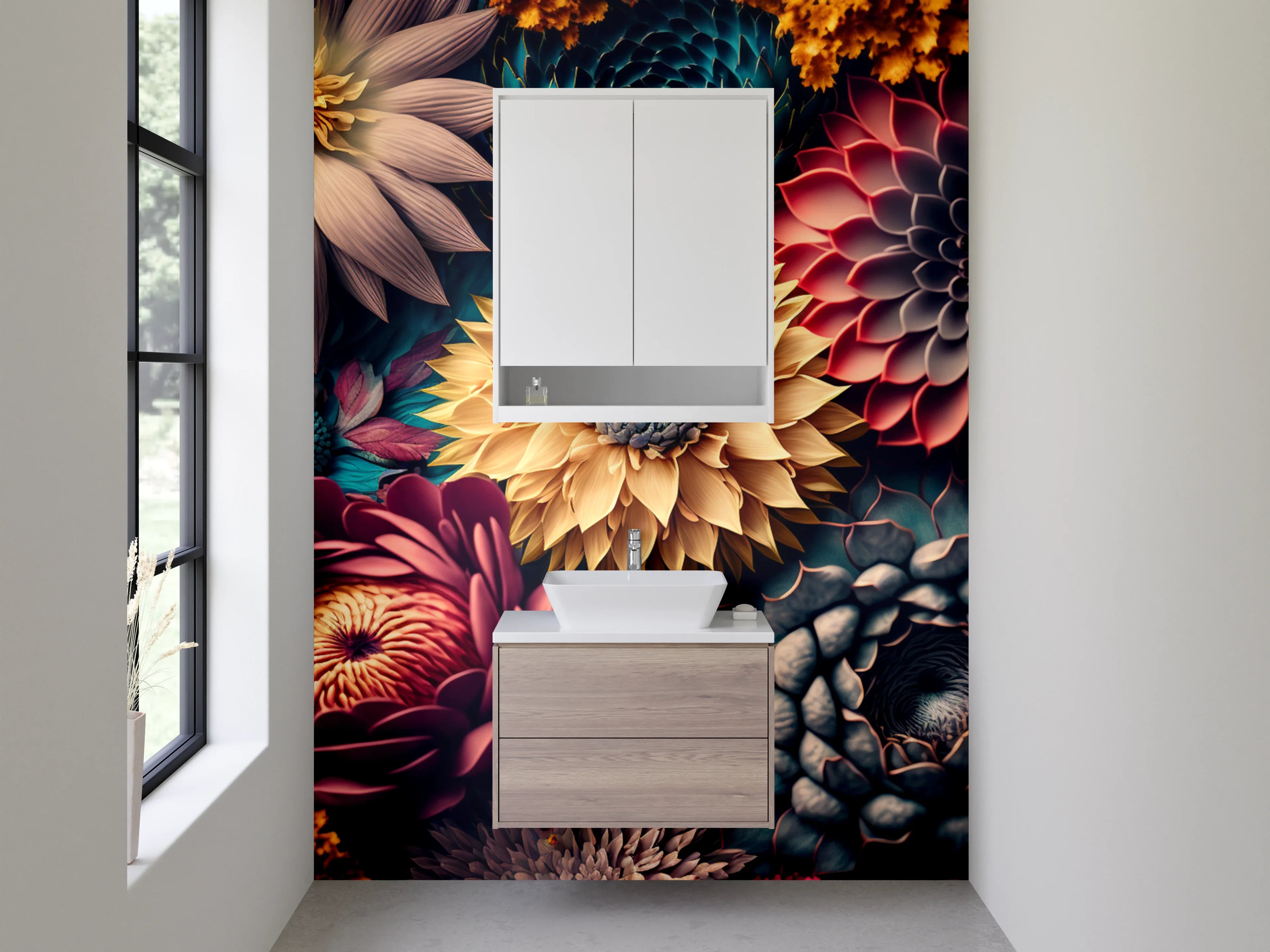 Waschbecken-Rückwand - Blumen Mandala Kunst für Küche