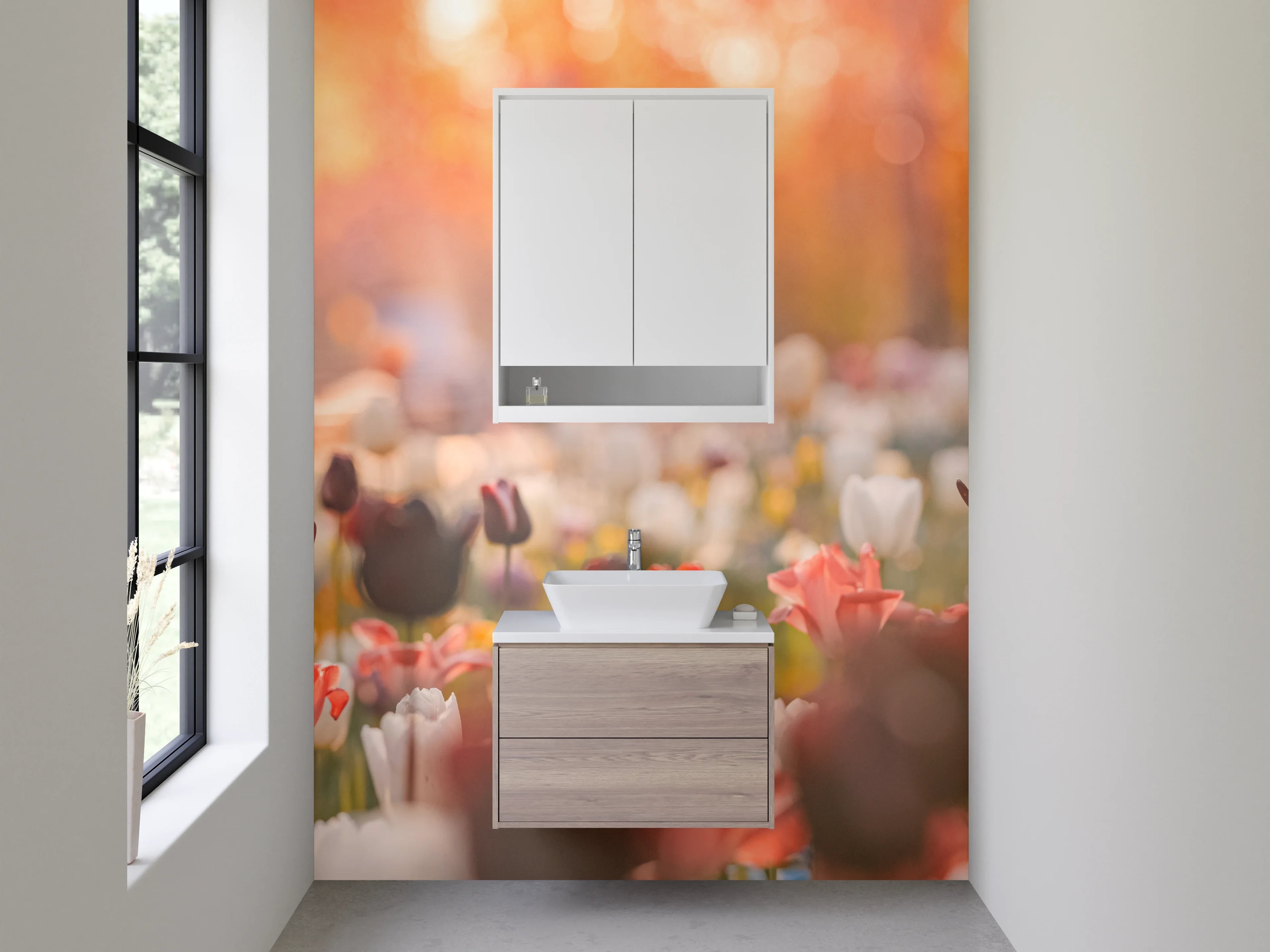 Waschbecken-Rückwand - Blumenwiese im Sonnenlicht Motiv