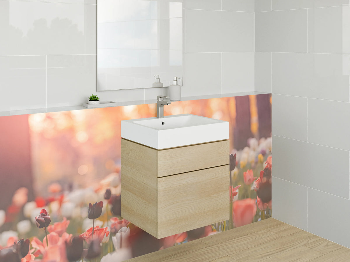Waschbecken-Rückwand - Blumenwiese im Sonnenlicht Motiv