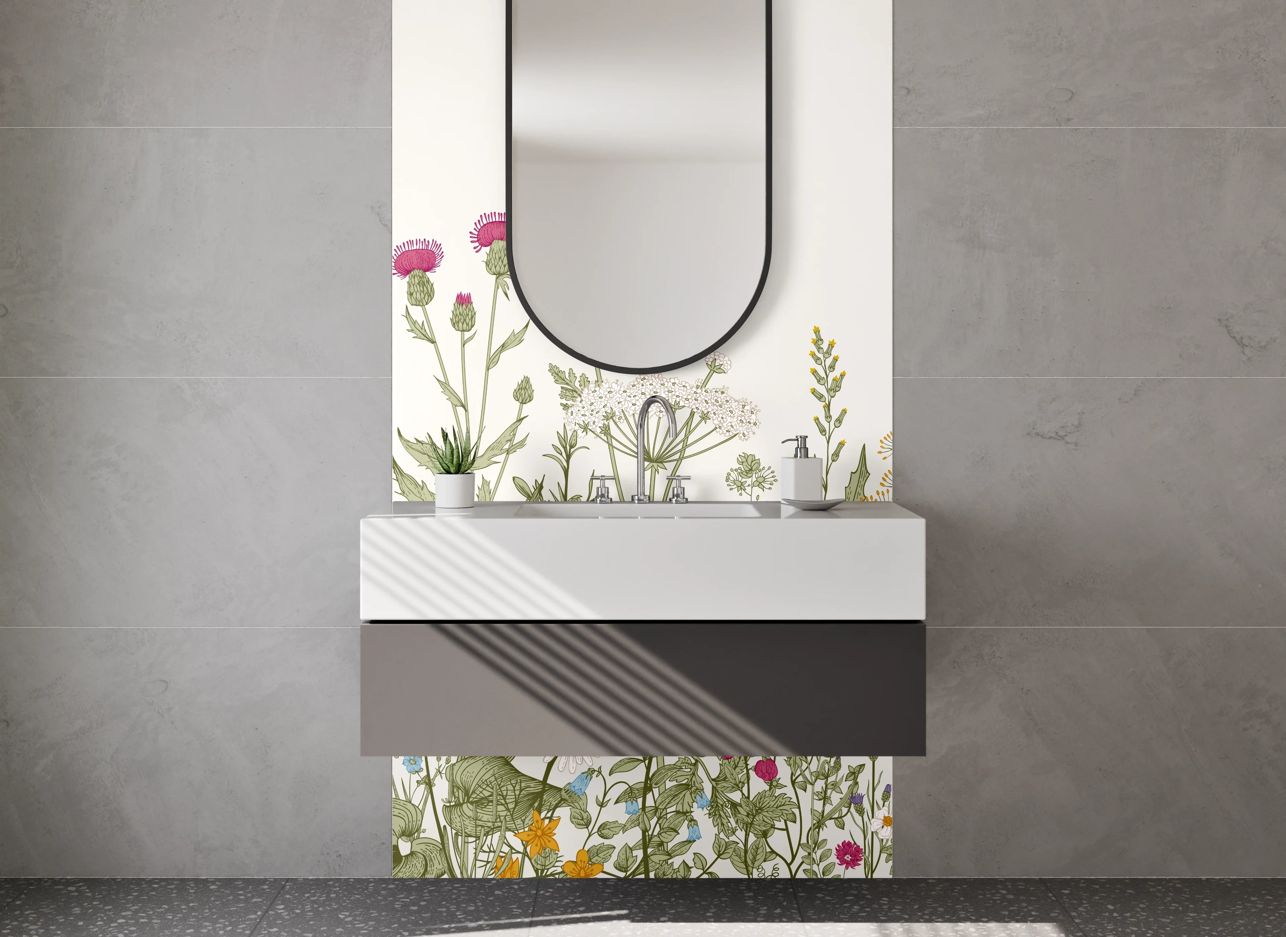 Waschbecken-Rückwand - Blumenwiese mit Wildblumen