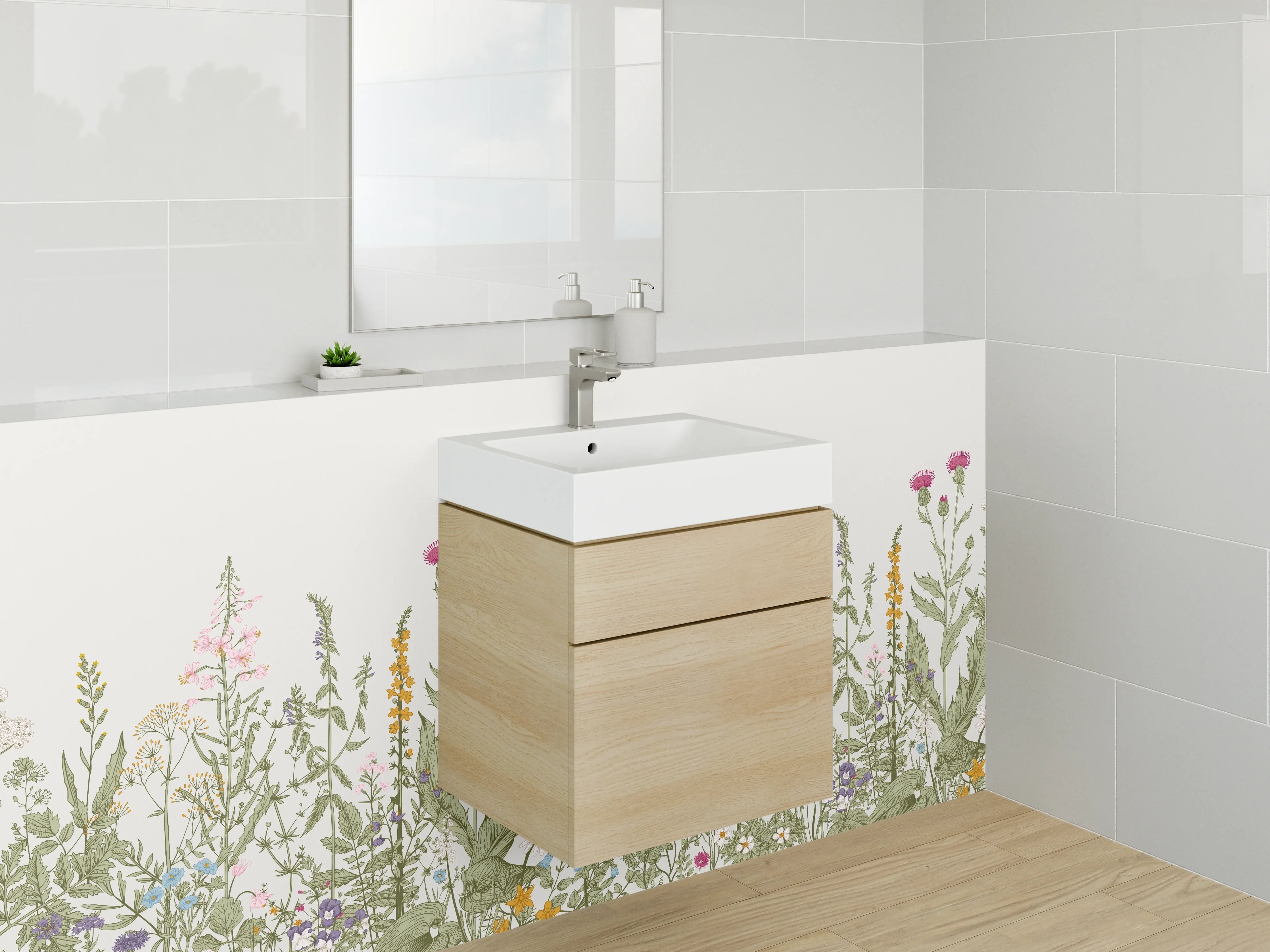 Waschbecken-Rückwand - Blumenwiese mit Wildblumen