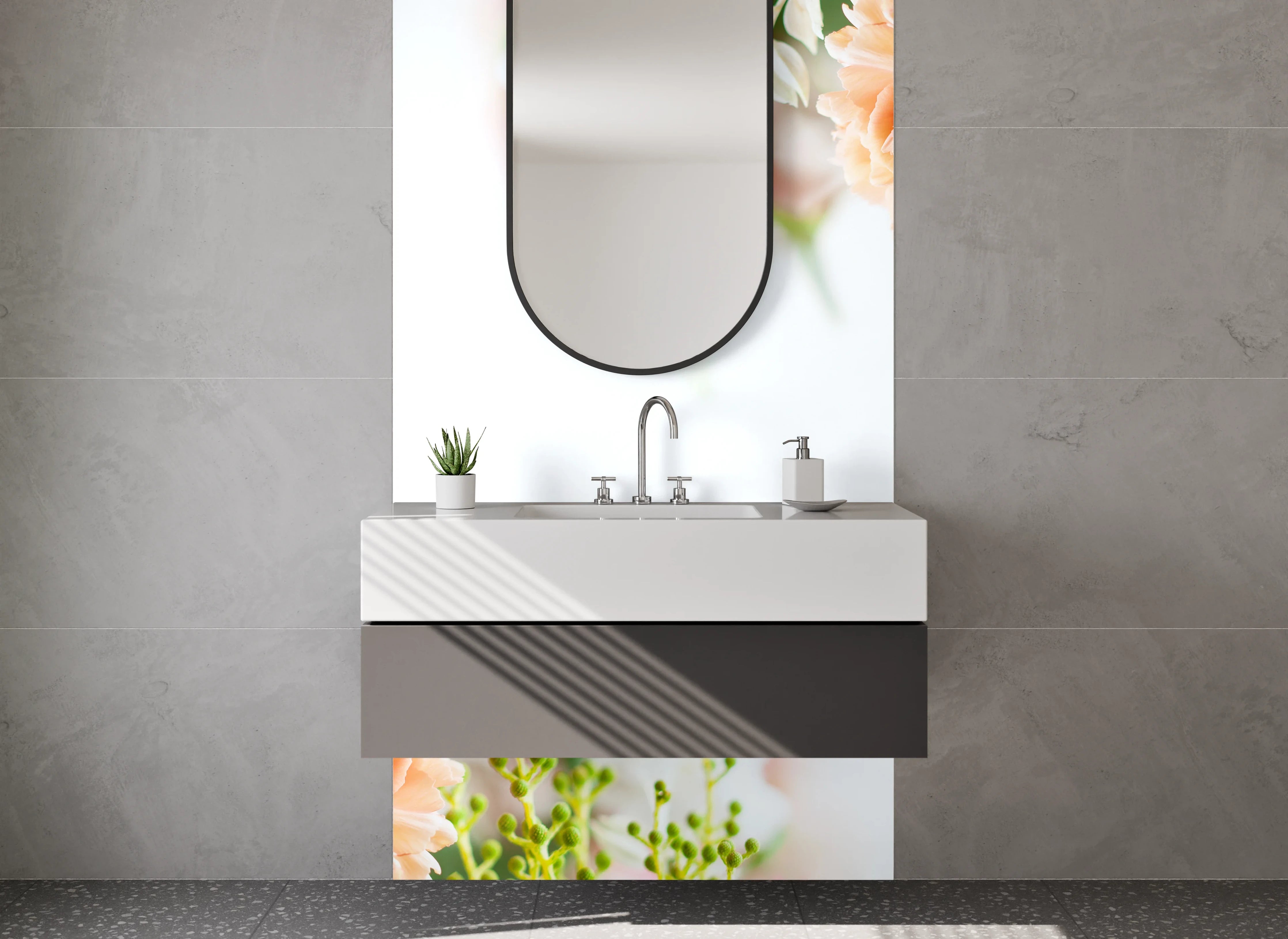 Waschbecken-Rückwand - Blumige Eleganz für Deine Küche