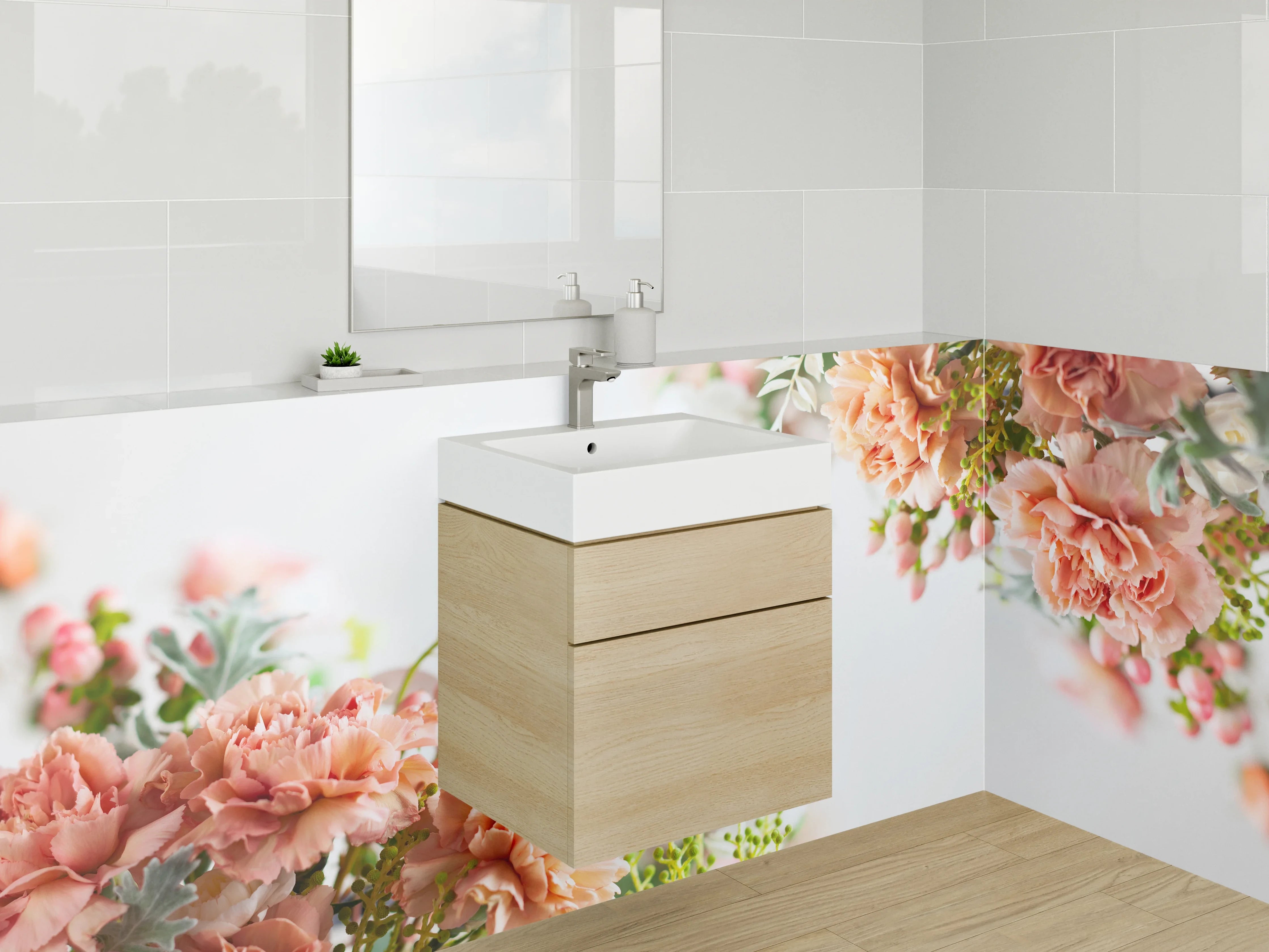 Waschbecken-Rückwand - Blumige Eleganz für Deine Küche