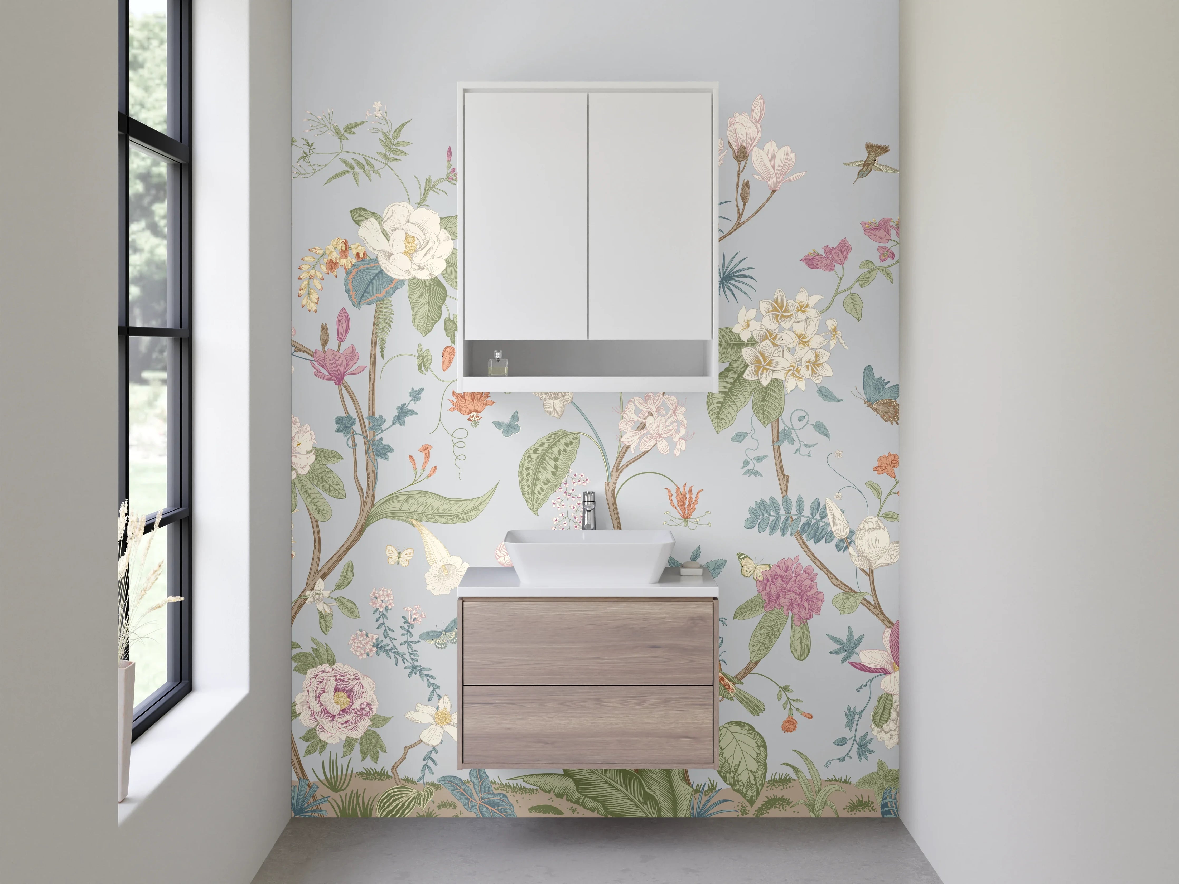 Waschbecken-Rückwand - Blumiges Aquarell-Design Pastell Trend