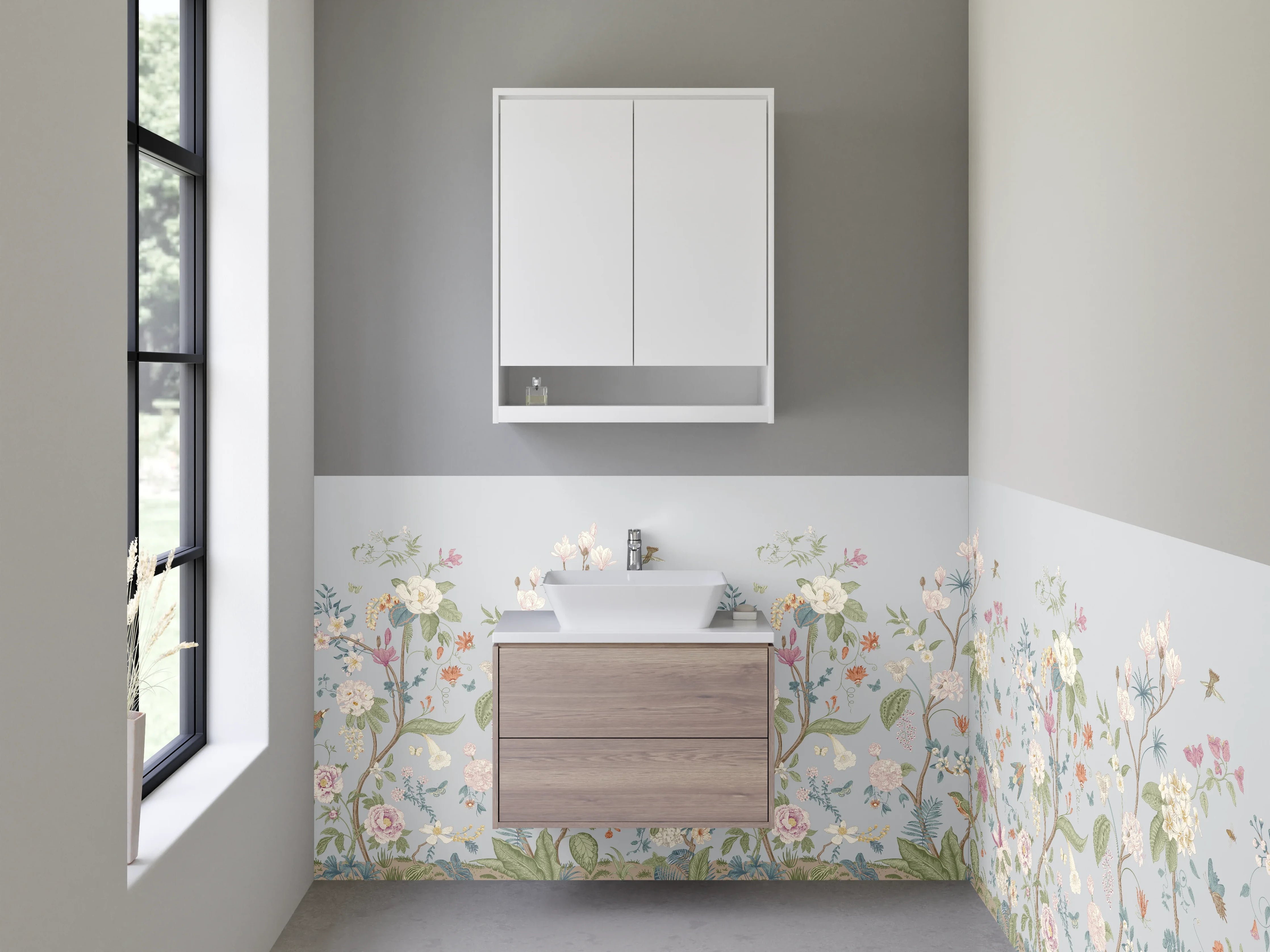 Waschbecken-Rückwand - Blumiges Aquarell-Design Pastell Trend