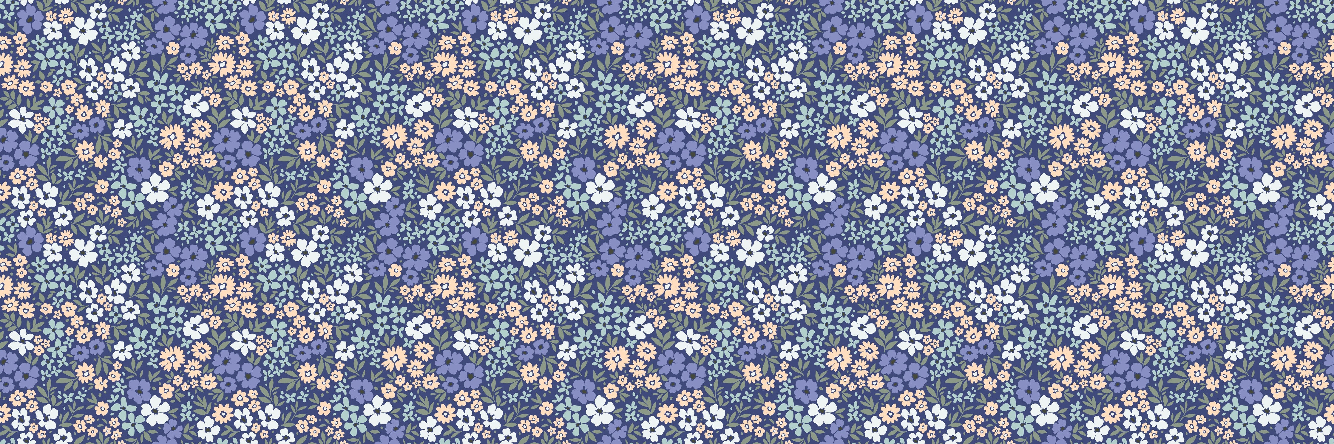 Waschbecken-Rückwand-Blumiges Retro-Muster Blau Beige Weiß