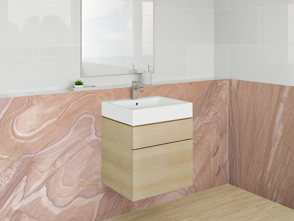 Waschbecken-Rückwand - Braun-beige Marmoroptik Trendstruktur