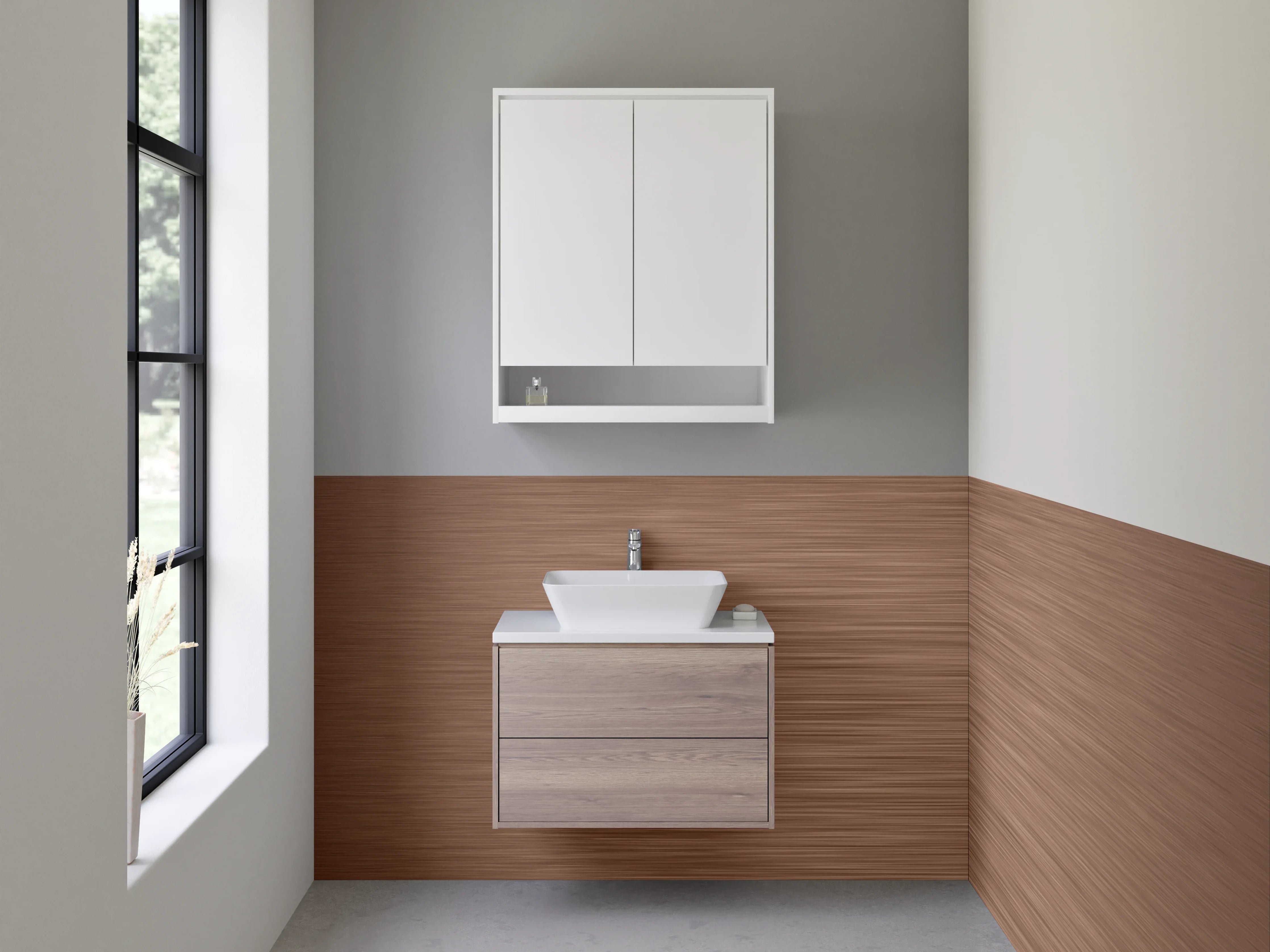 Waschbecken-Rückwand - Braune gebürstete Metalloptik