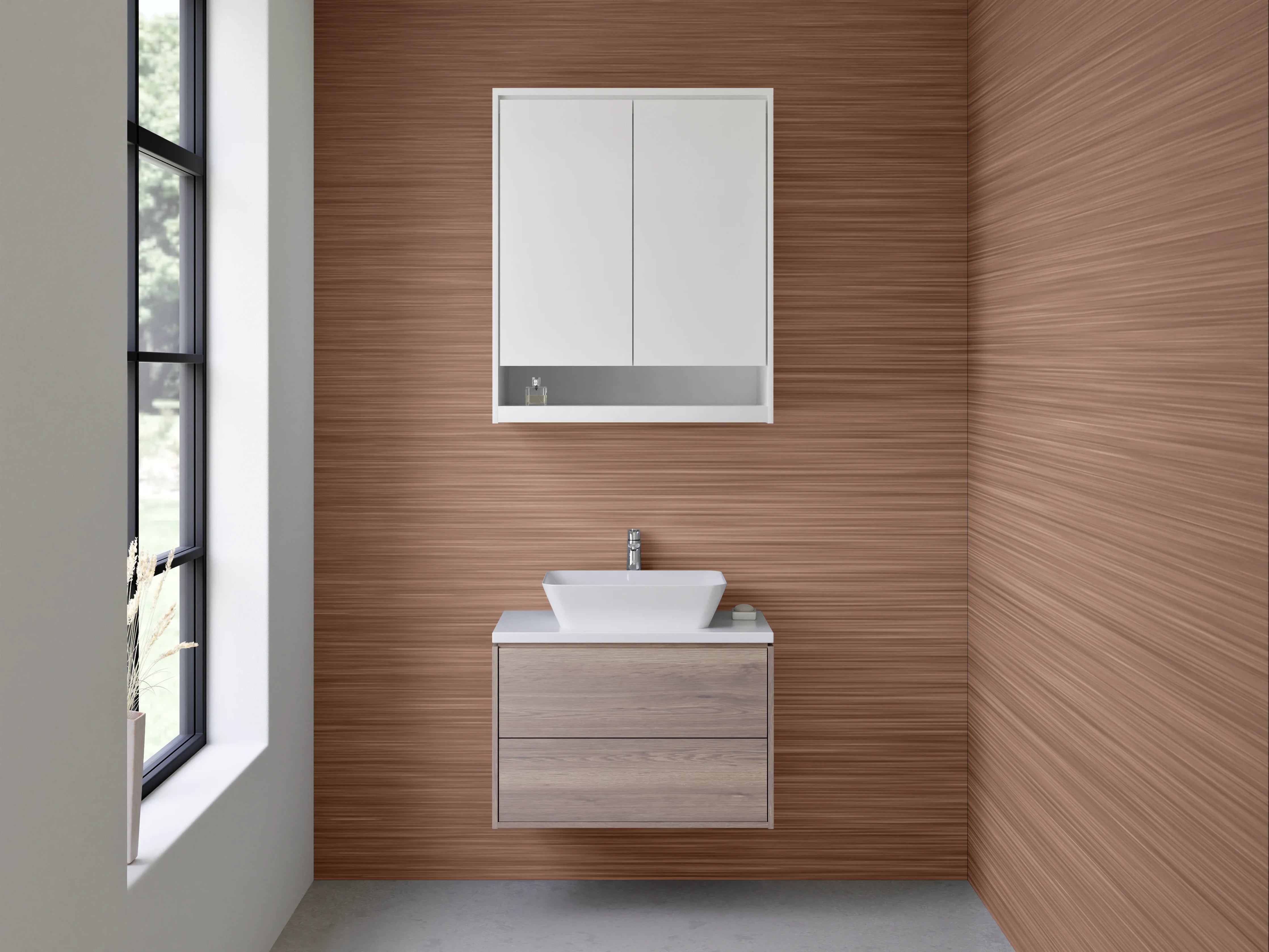 Waschbecken-Rückwand - Braune gebürstete Metalloptik