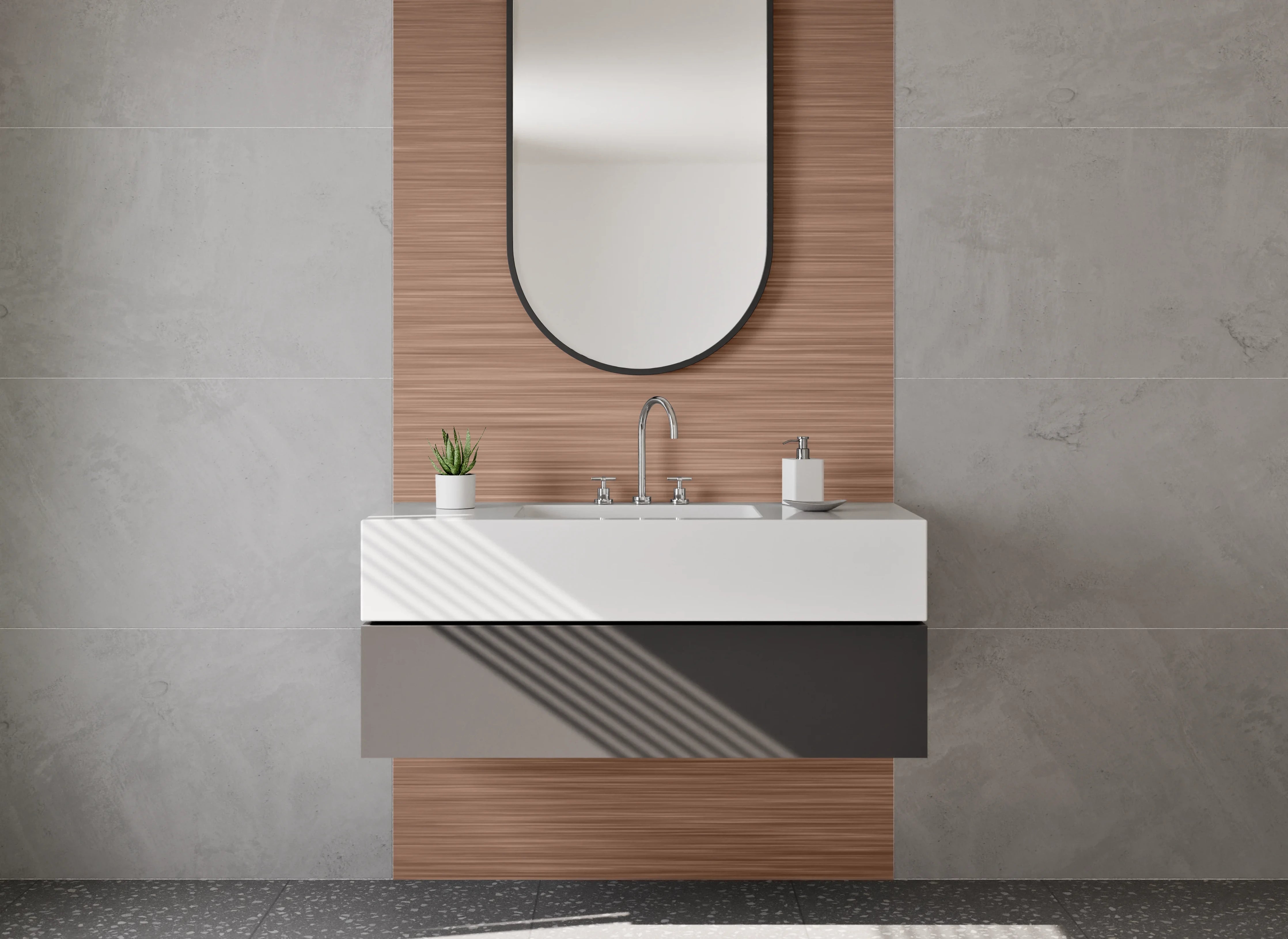 Waschbecken-Rückwand - Braune gebürstete Metalloptik