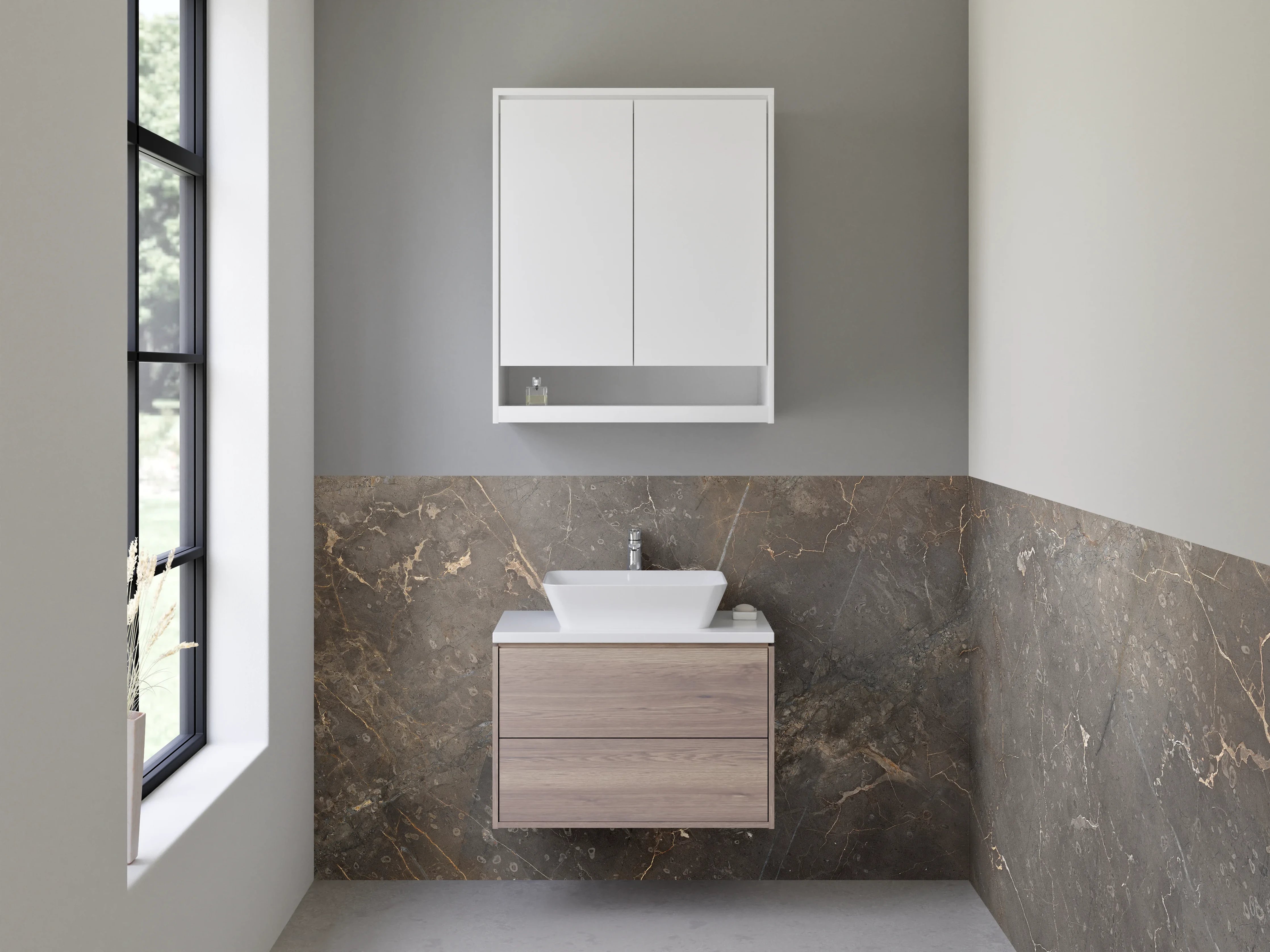 Waschbecken-Rückwand - Brauner Marmor-Look – Elegante Steinoptik