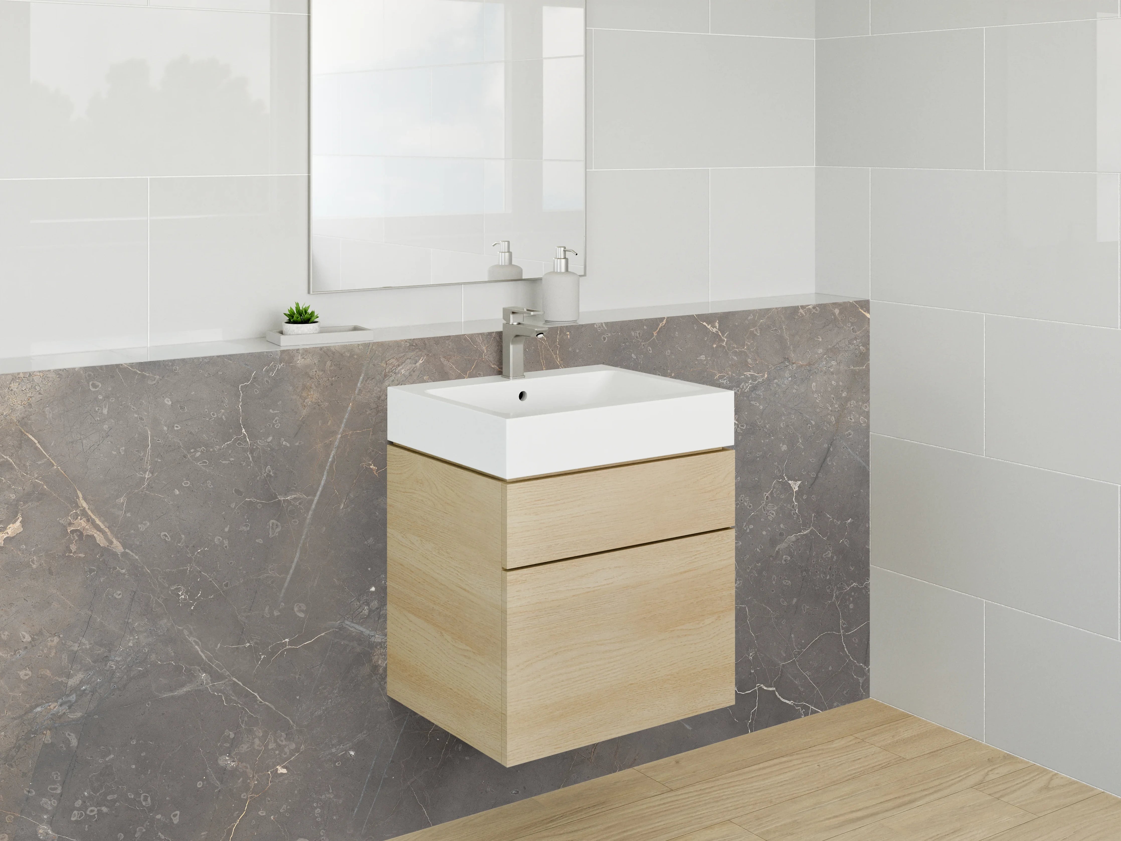 Waschbecken-Rückwand - Brauner Marmor-Look – Elegante Steinoptik