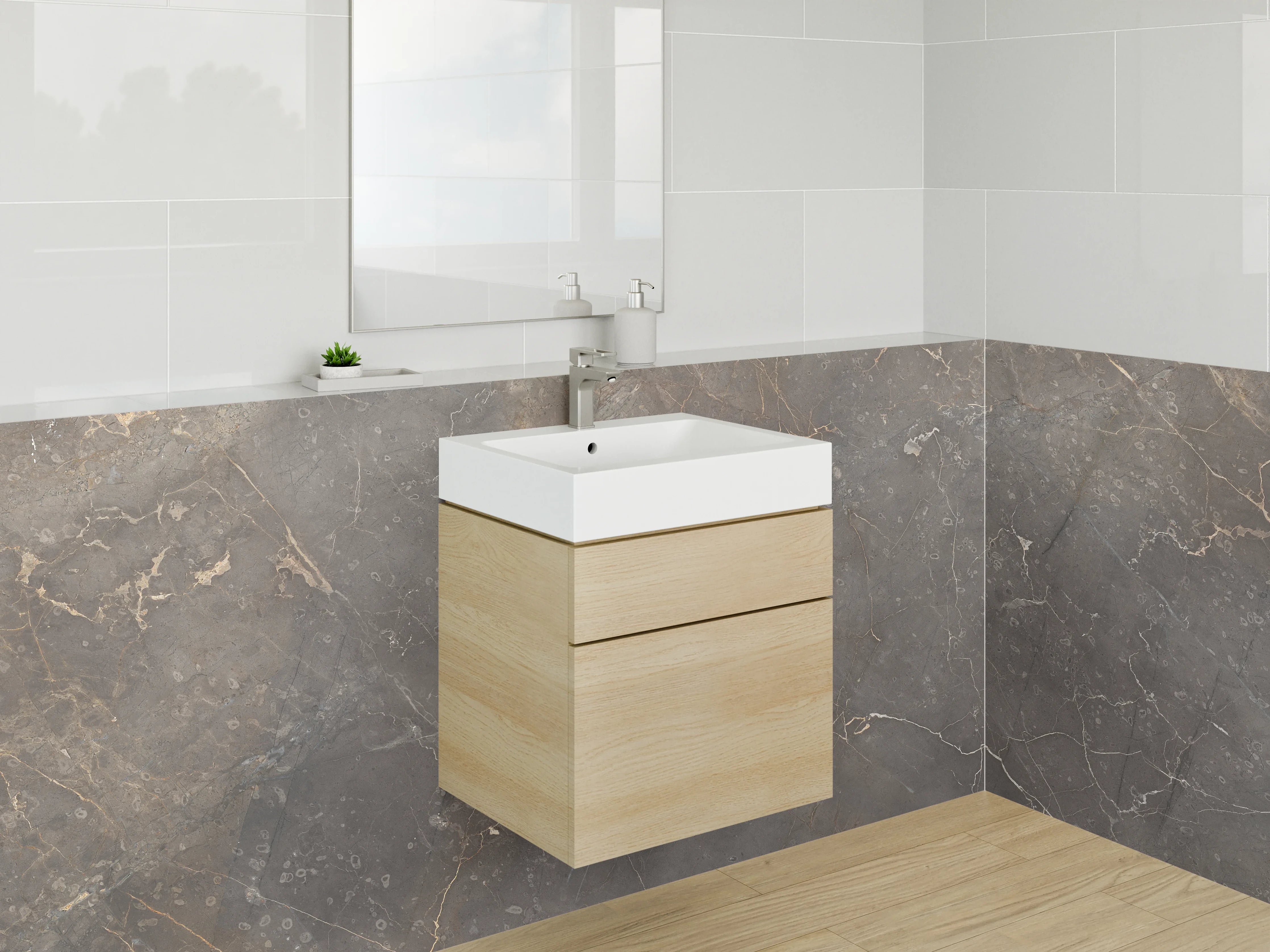 Waschbecken-Rückwand - Brauner Marmor-Look – Elegante Steinoptik