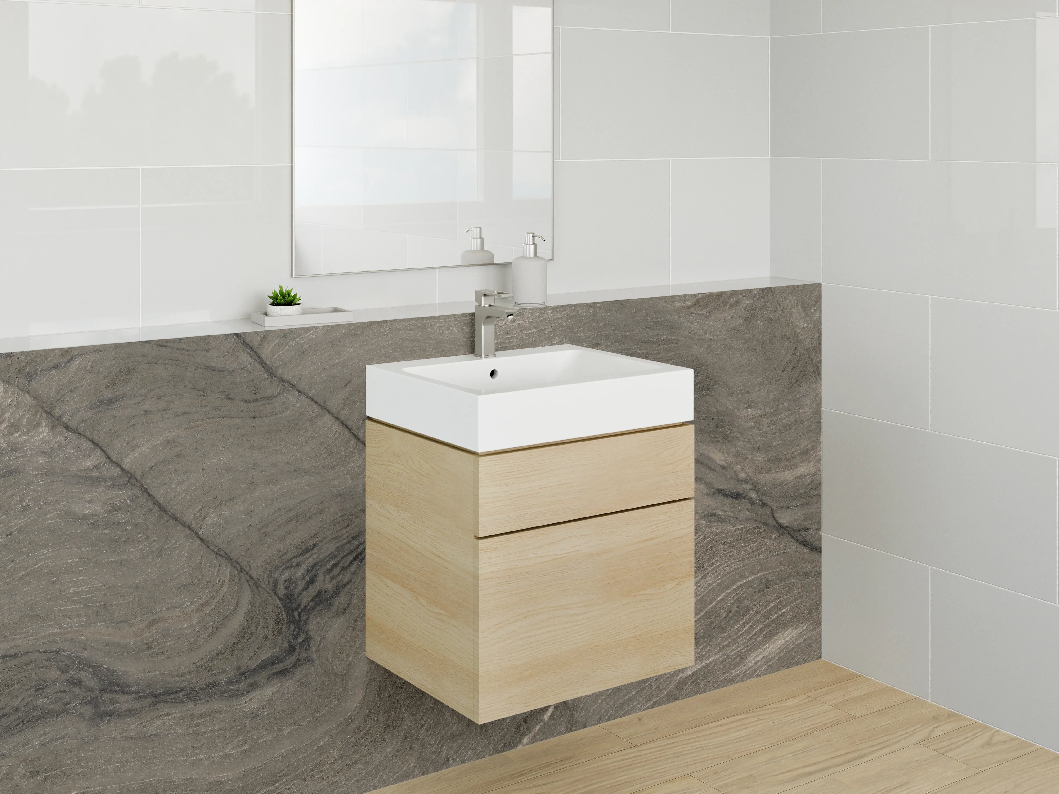 Waschbecken-Rückwand - Brauner Marmor mit Fließstruktur