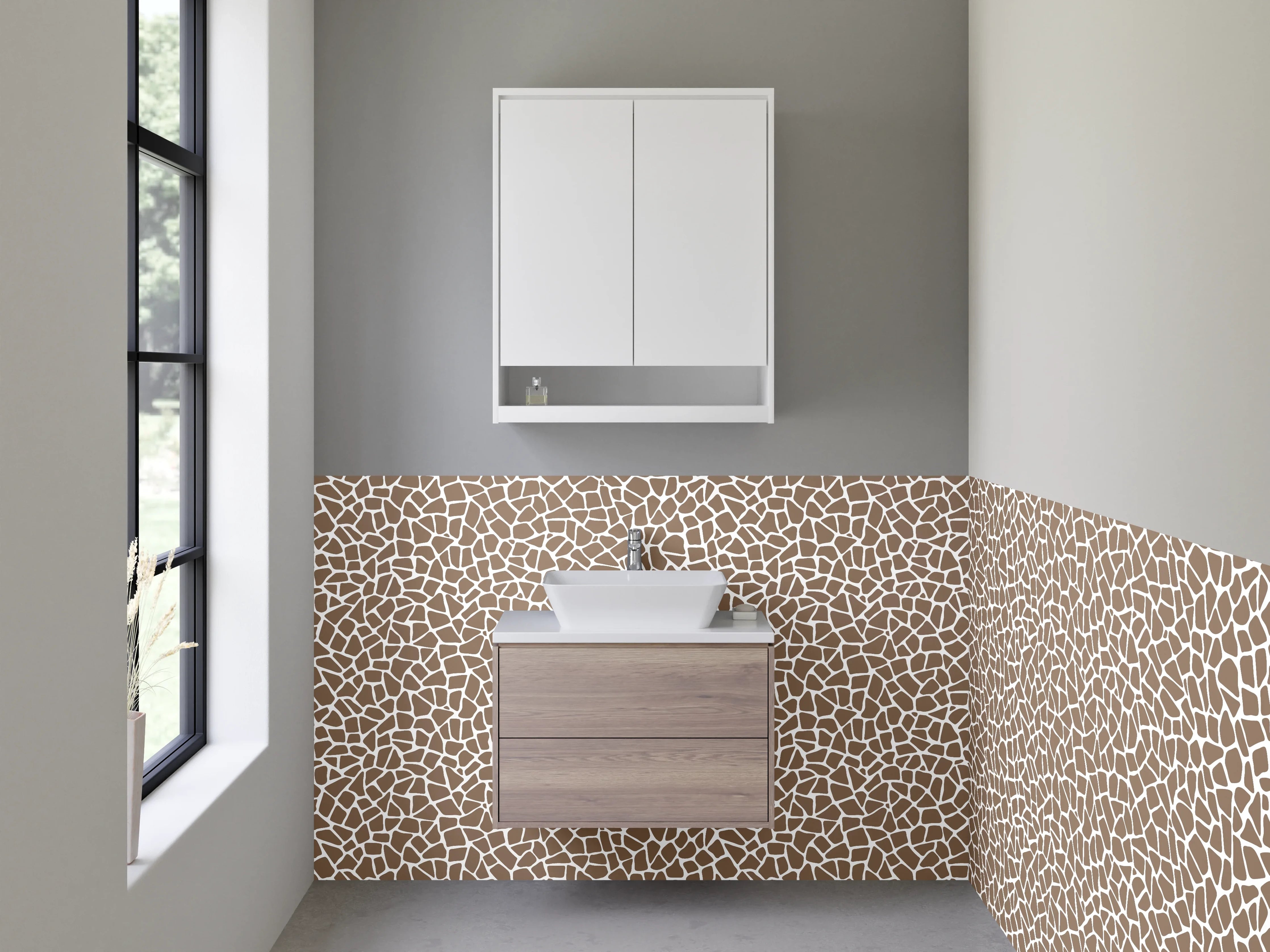 Waschbecken-Rückwand - Braunes Mosaik Muster modern