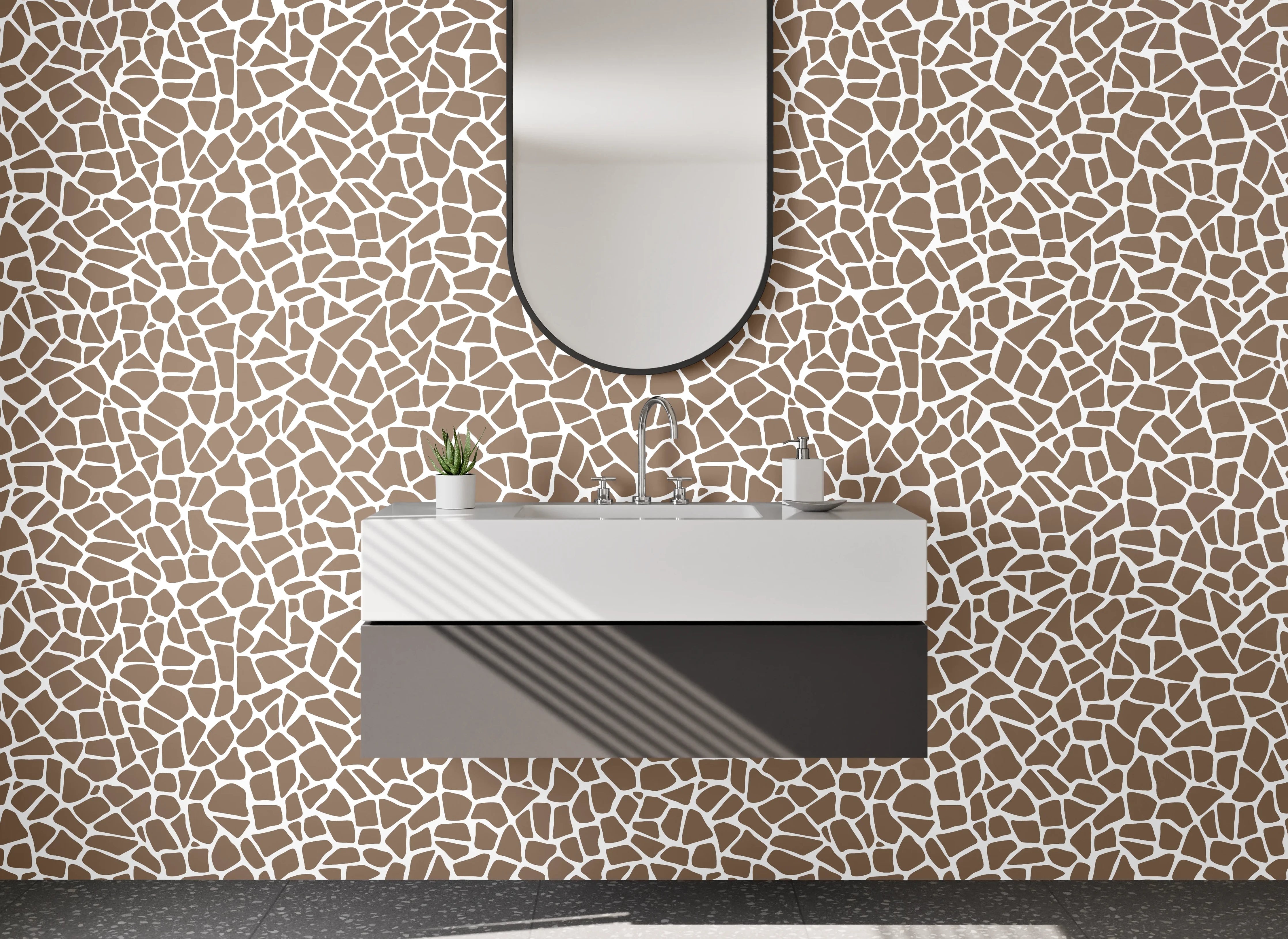 Waschbecken-Rückwand - Braunes Mosaik Muster modern