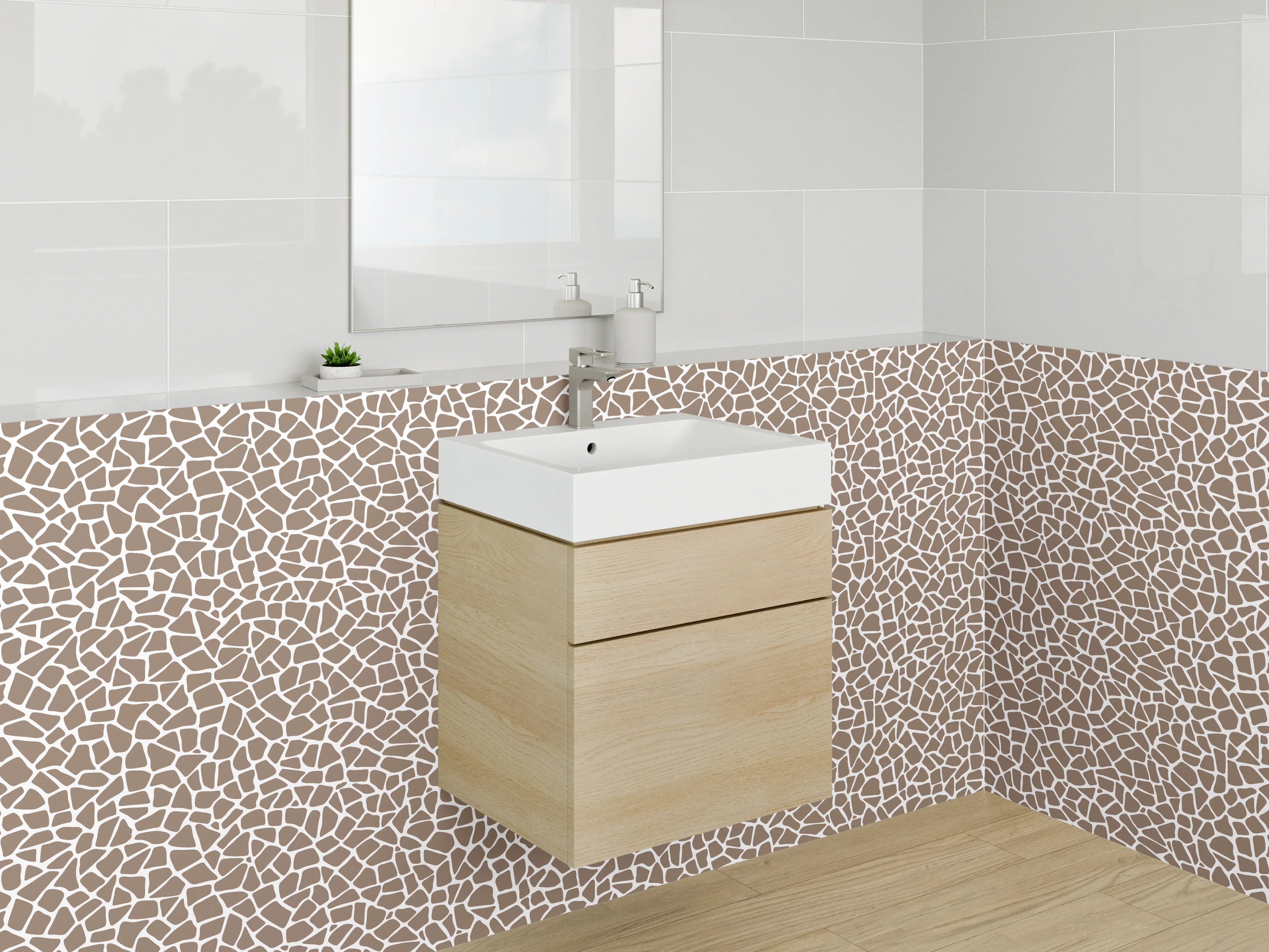 Waschbecken-Rückwand - Braunes Mosaik Muster modern