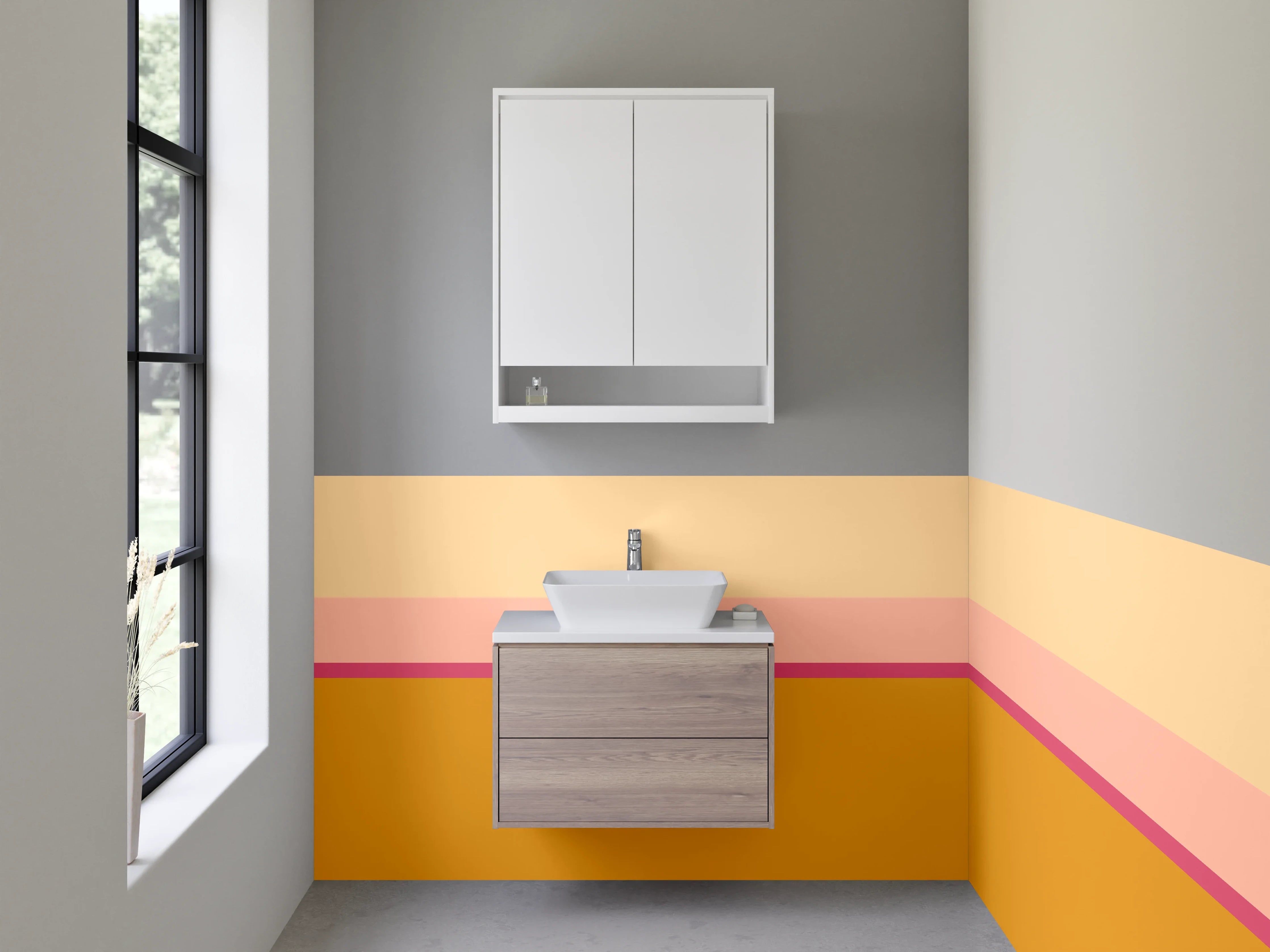 Waschbecken-Rückwand - Bunt gestreifte Farbpalette