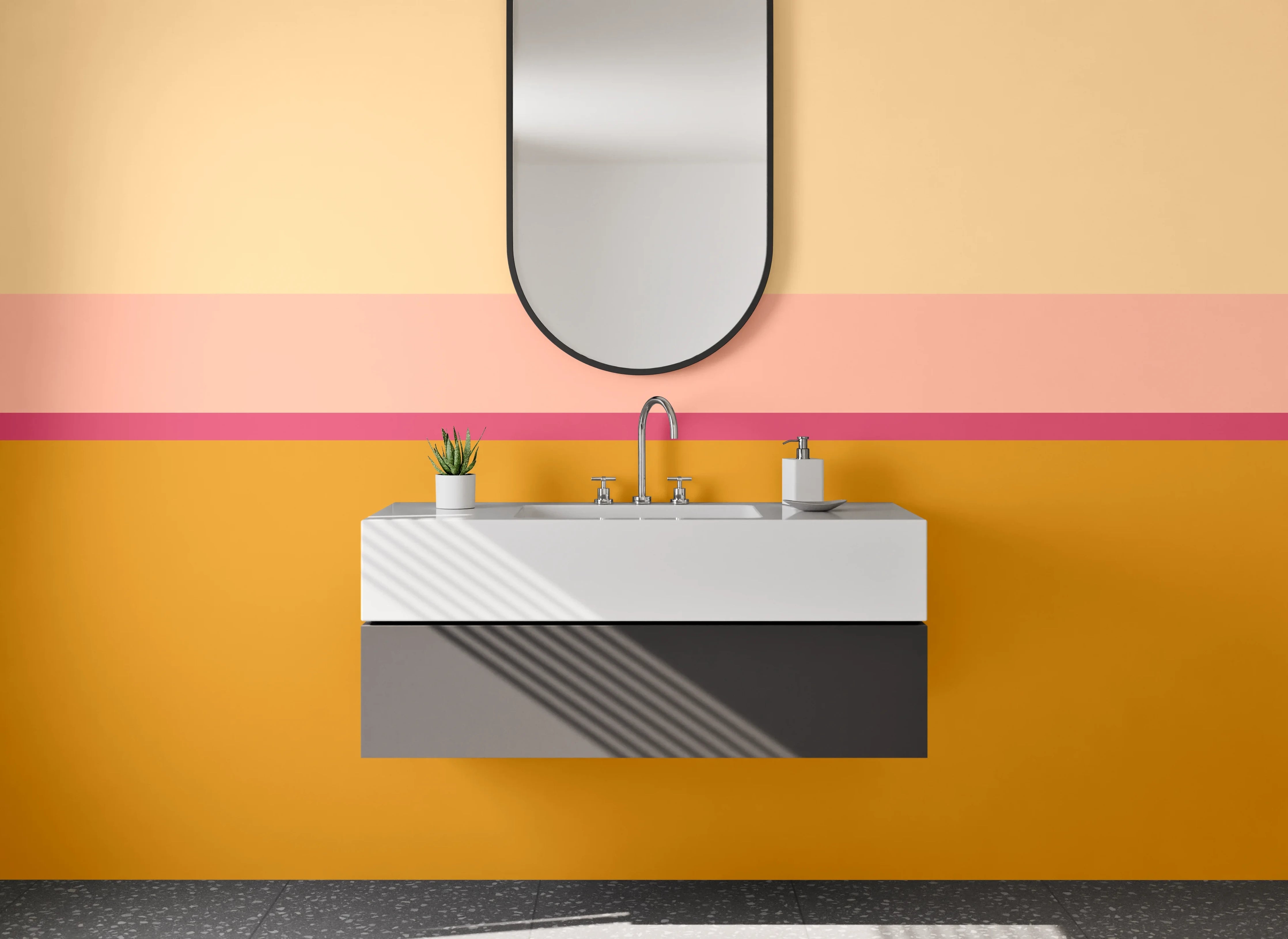 Waschbecken-Rückwand - Bunt gestreifte Farbpalette