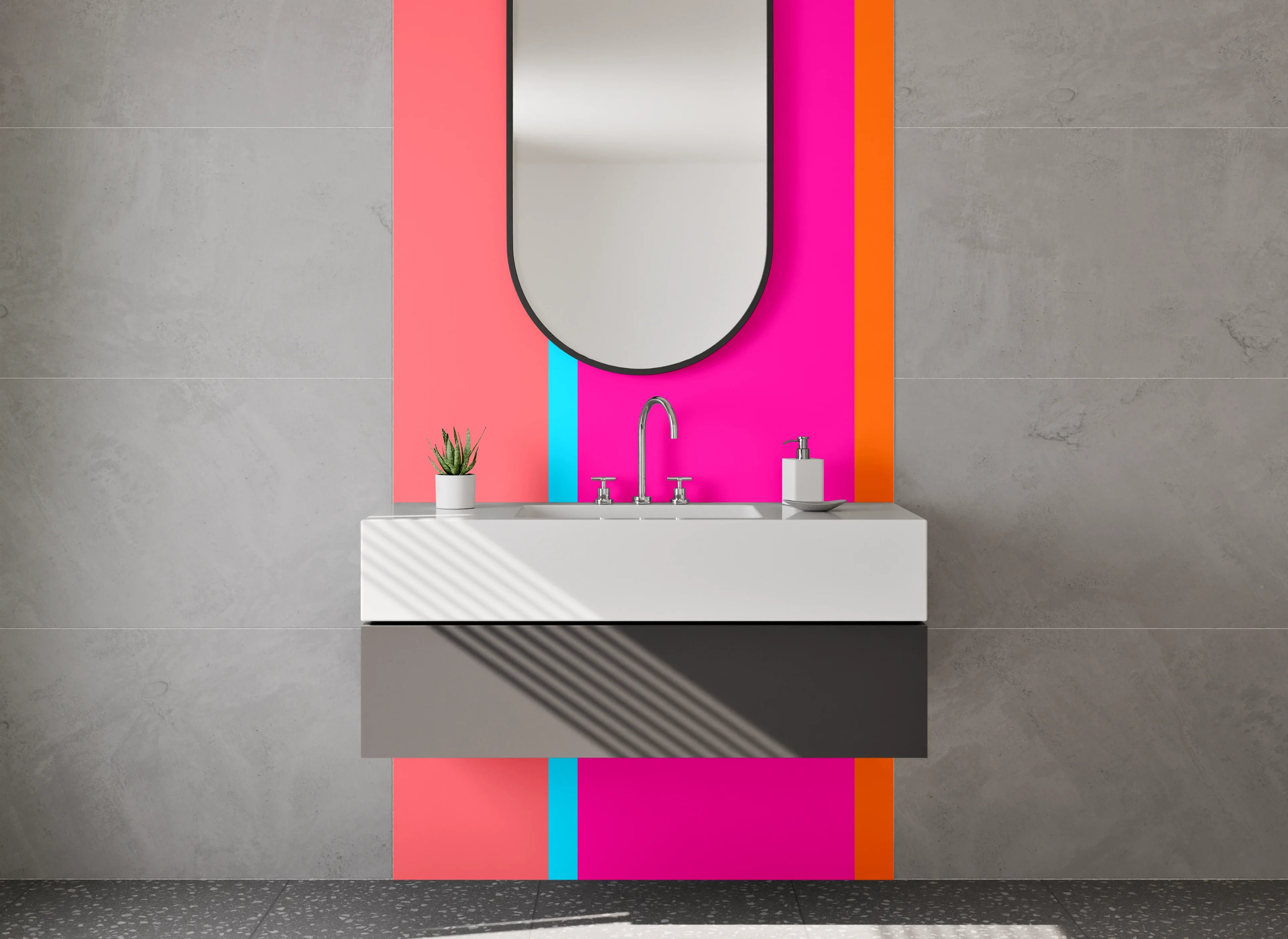 Waschbecken-Rückwand - Bunte Blockfarben Modern Design