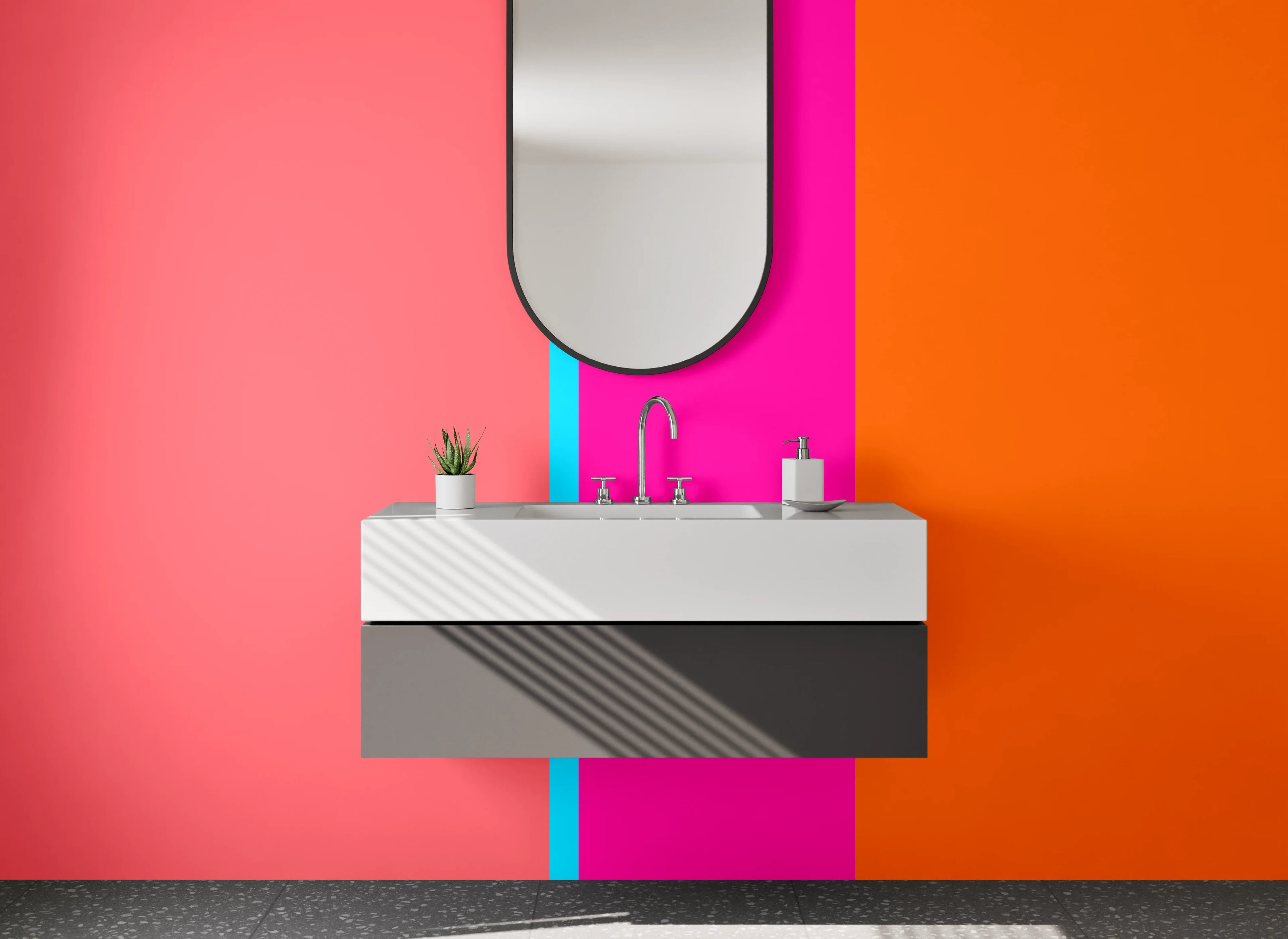 Waschbecken-Rückwand - Bunte Blockfarben Modern Design