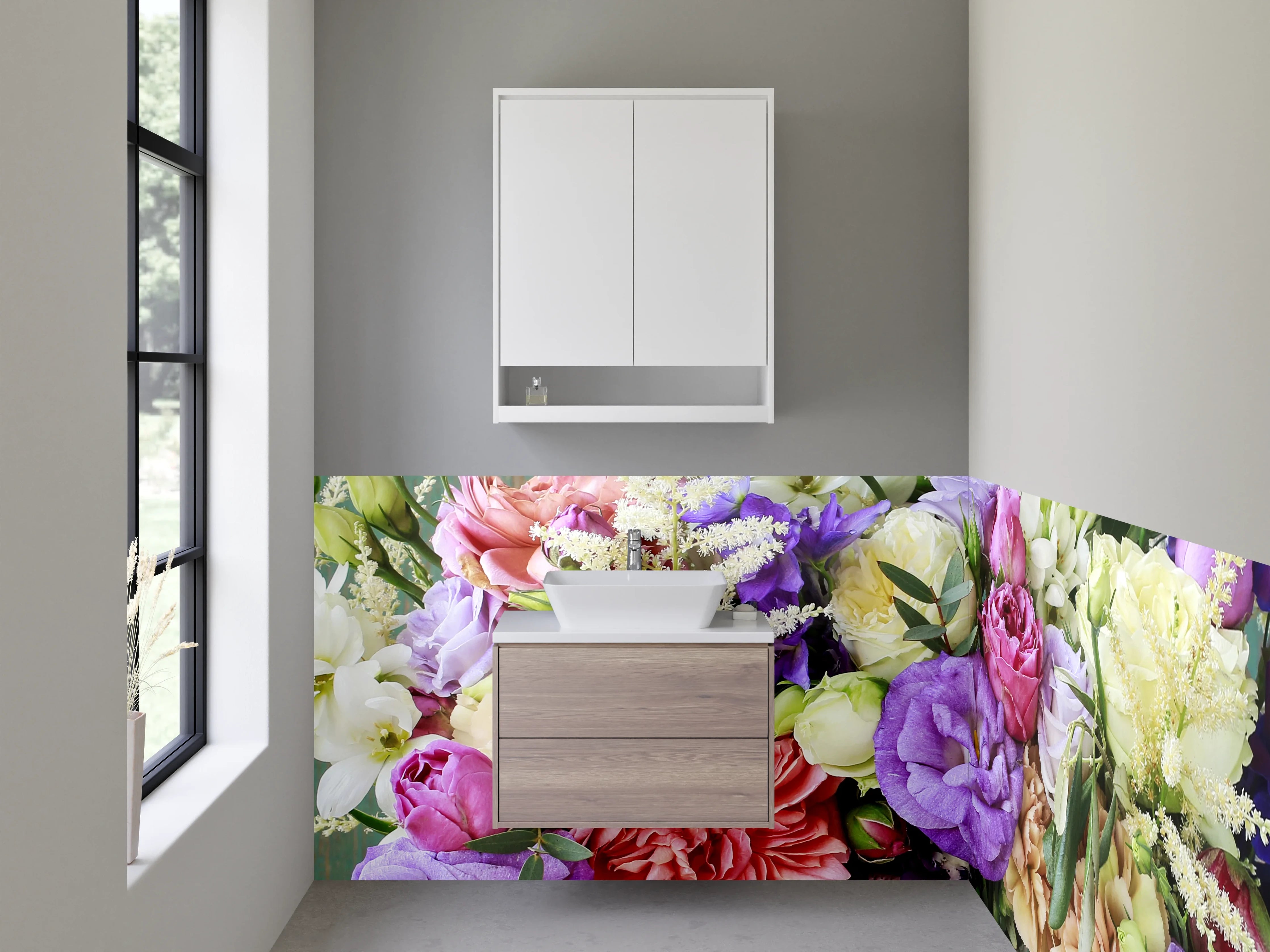 Waschbecken-Rückwand - Bunte Blumenpracht für Dein Zuhause