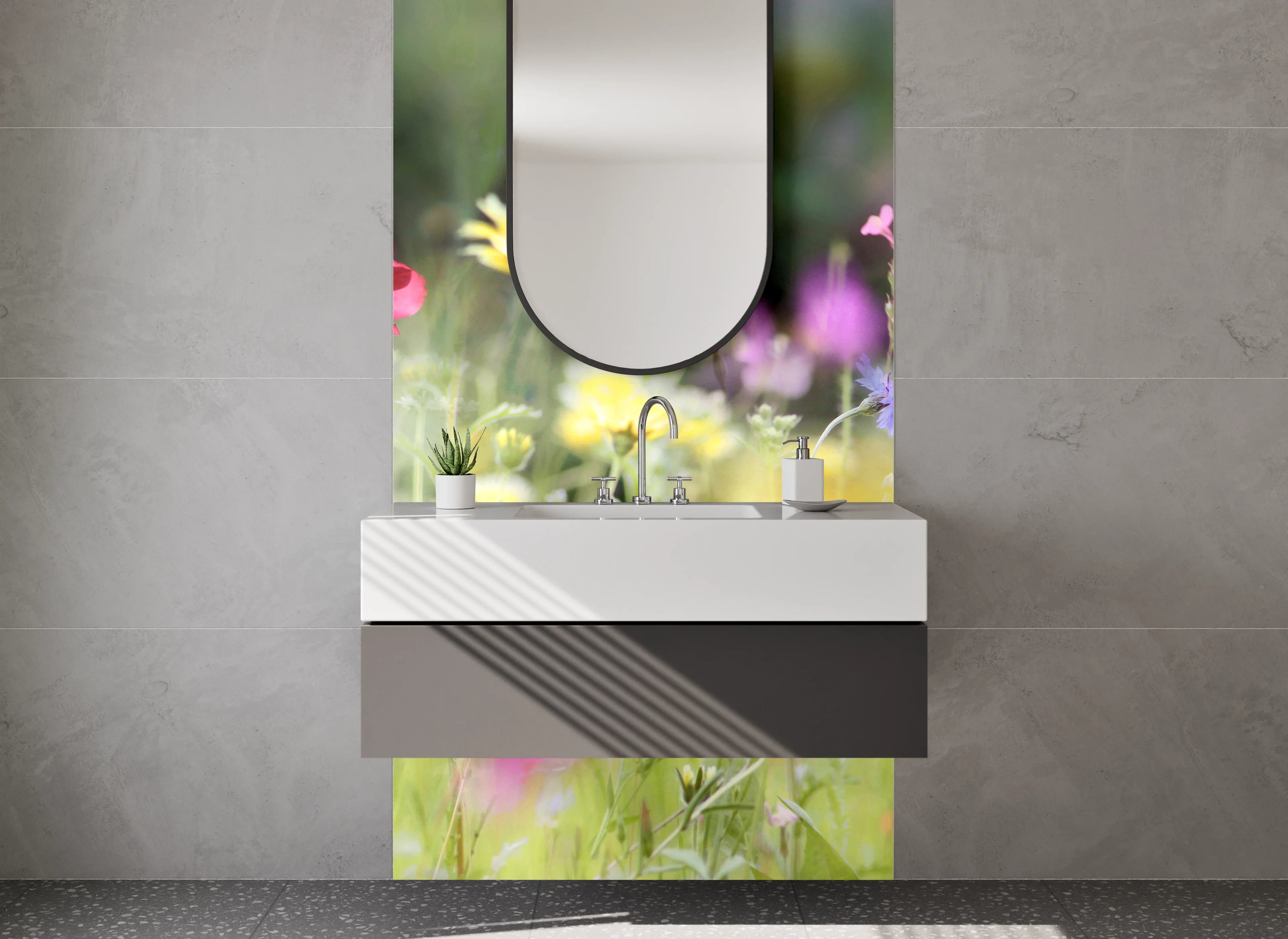 Waschbecken-Rückwand - Bunte Blumenwiese Naturmotiv