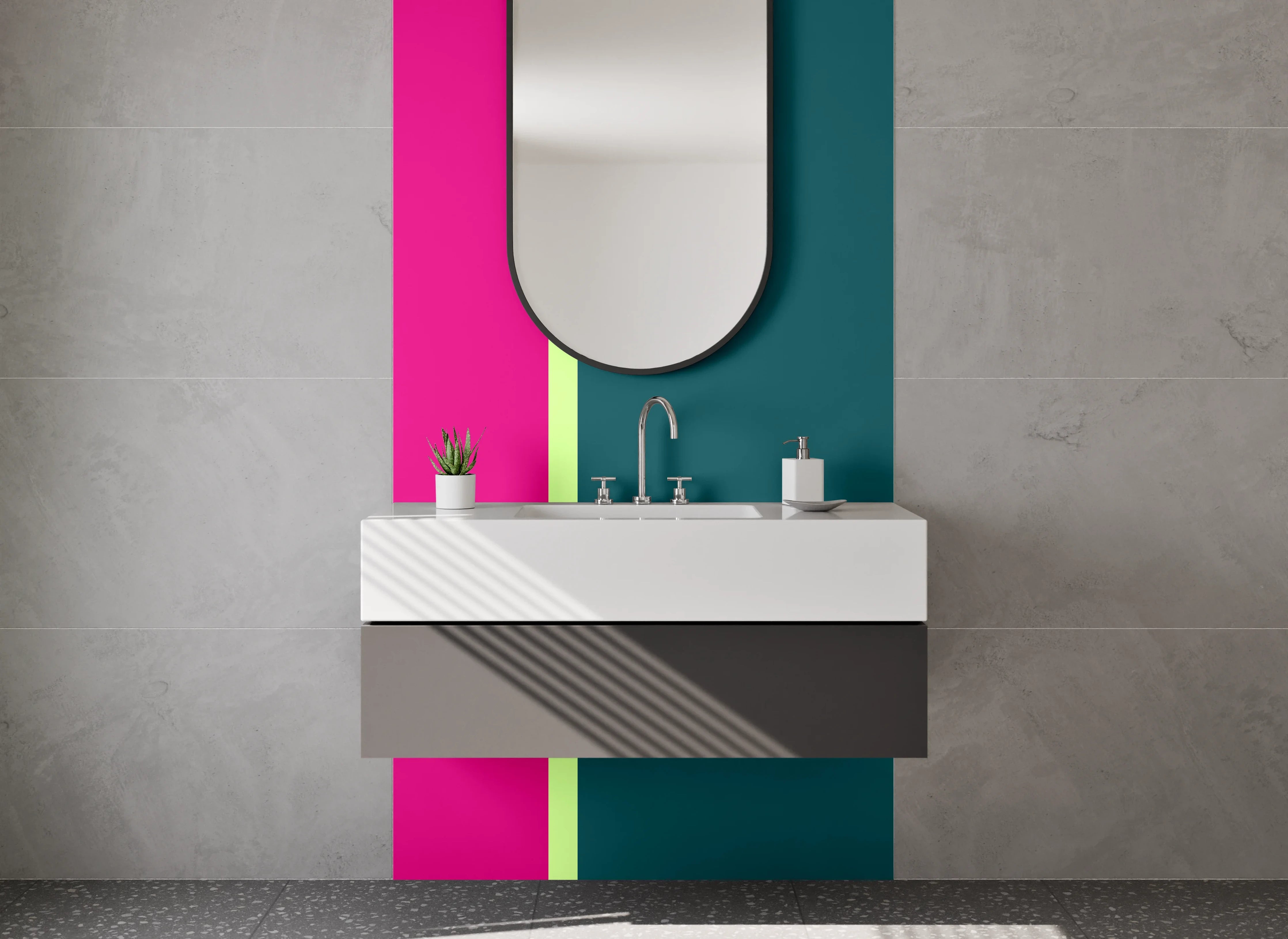 Waschbecken-Rückwand - Bunte Farbige Geometrische Abstraktion
