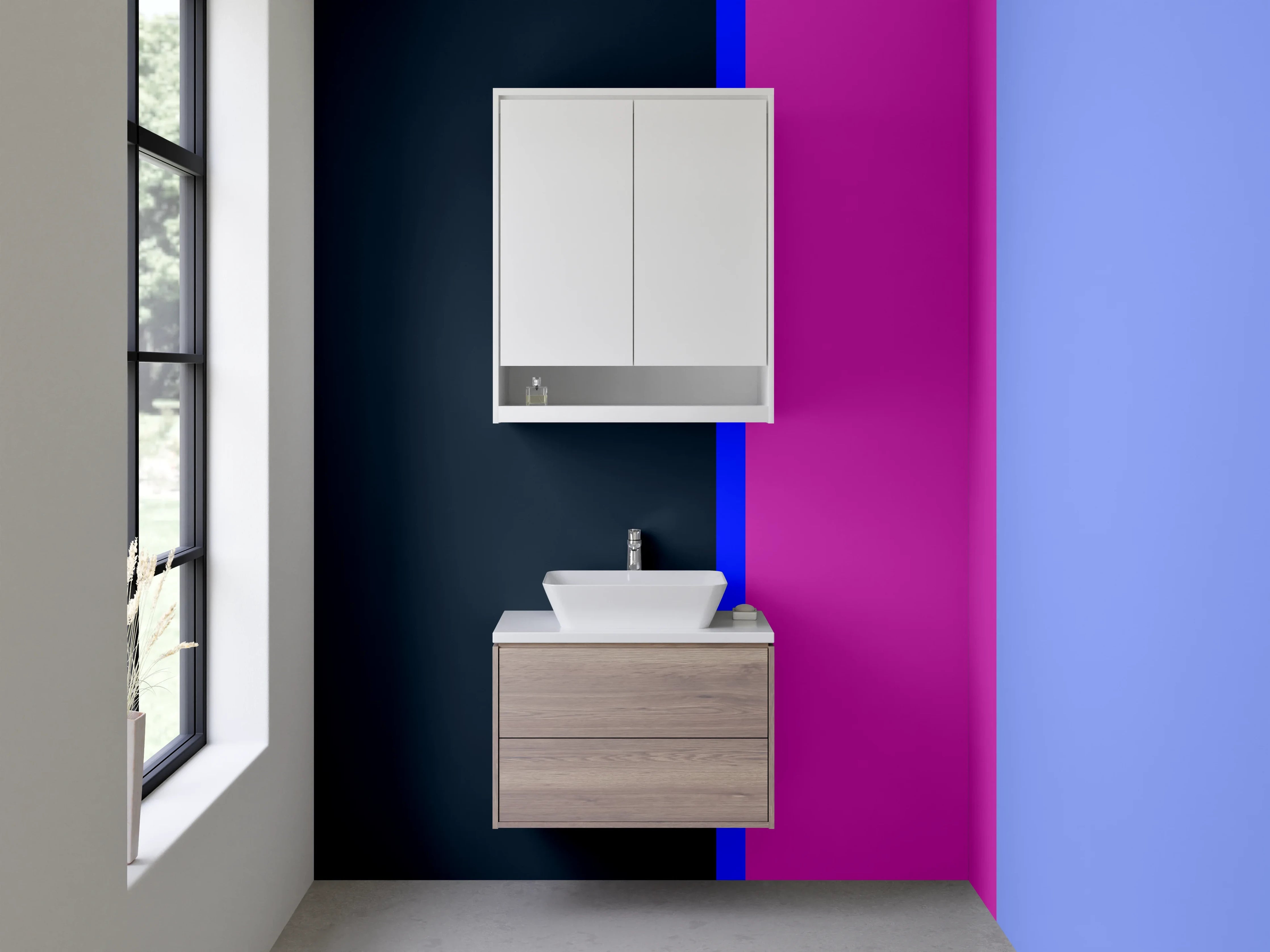 Waschbecken-Rückwand - Bunte Farbpalette mit Blautönen