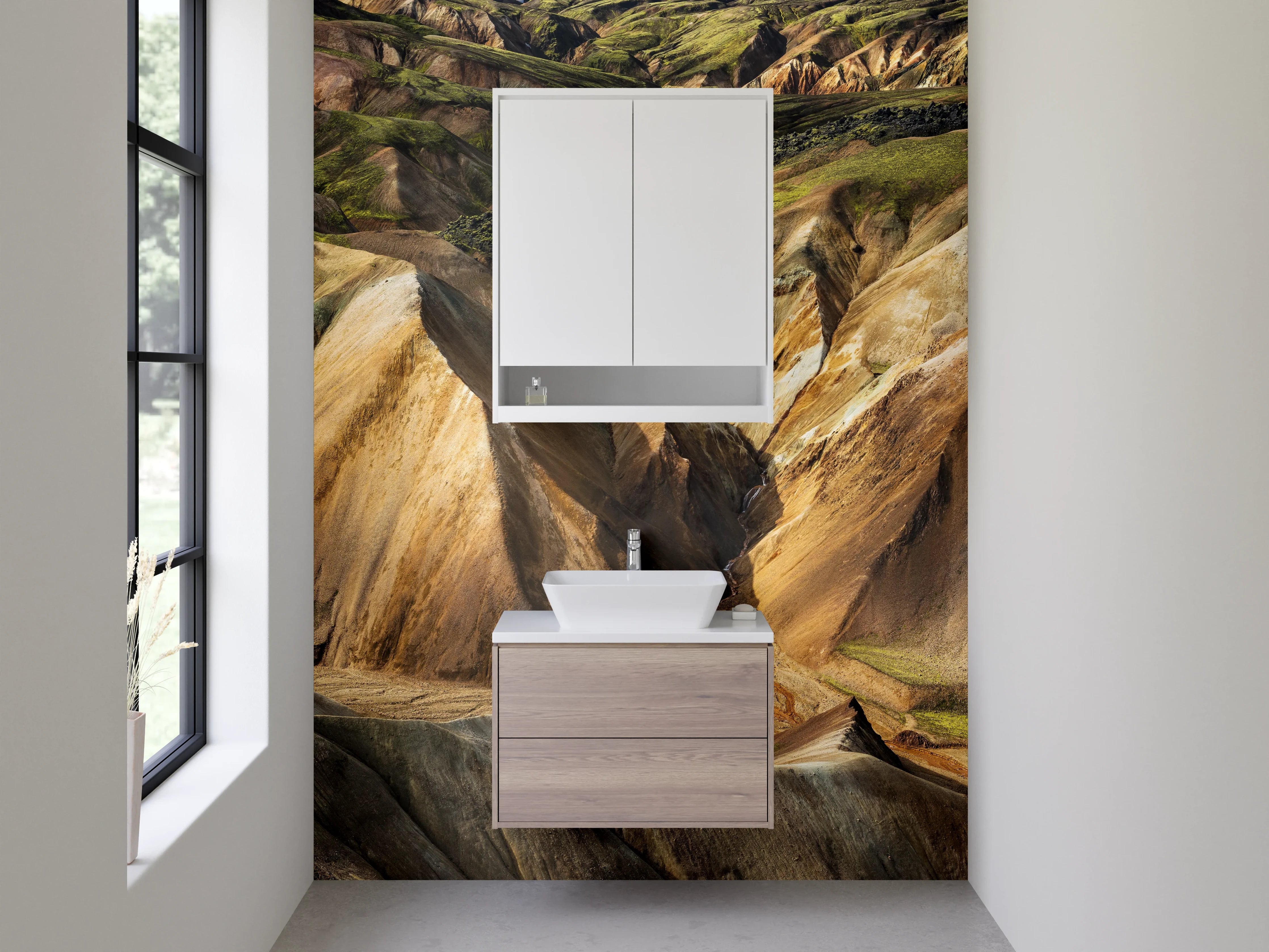 Waschbecken-Rückwand - Bunte Felsenlandschaft
