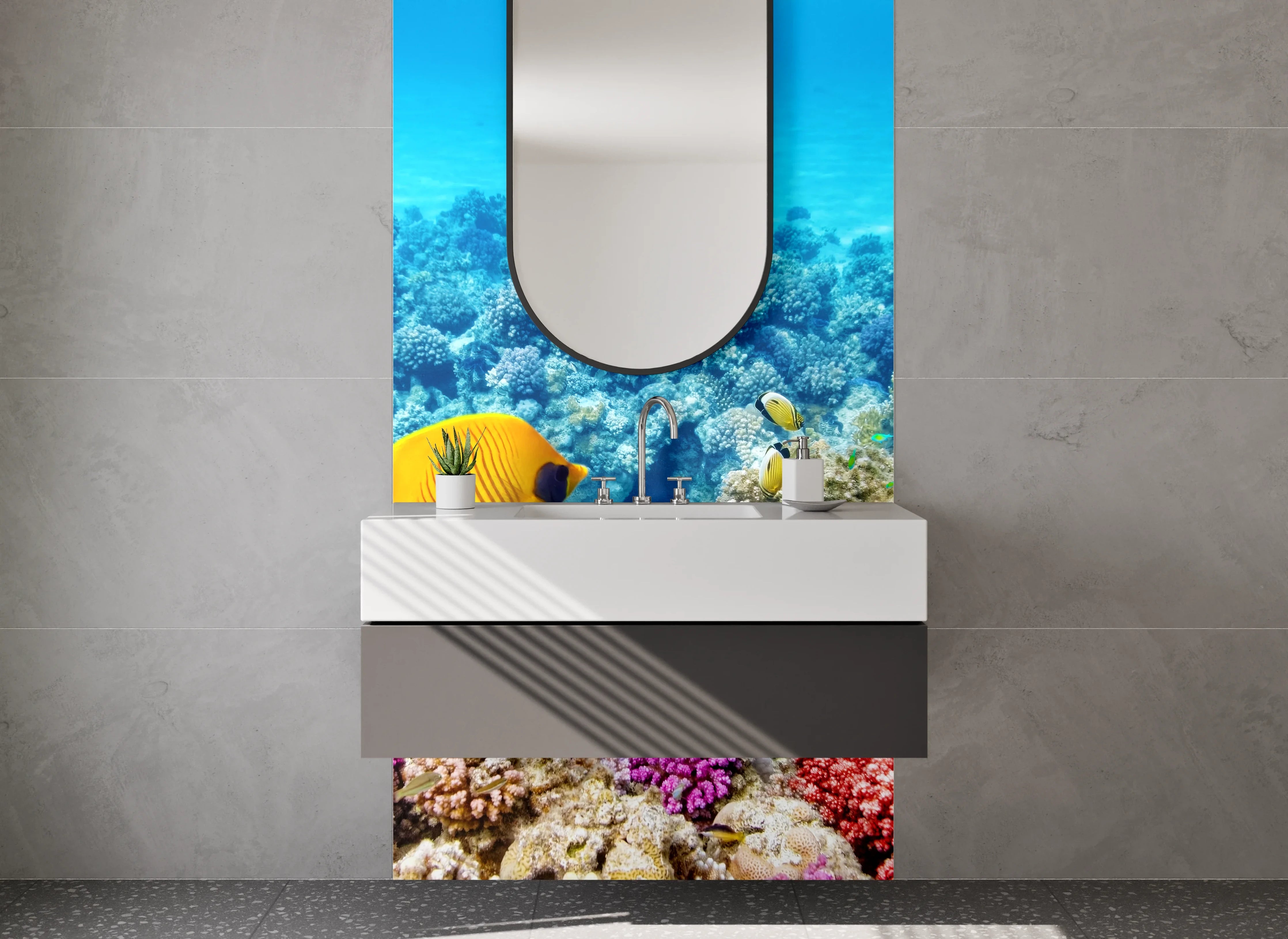 Waschbecken-Rückwand - Bunte Korallenriff Unterwasserwelt