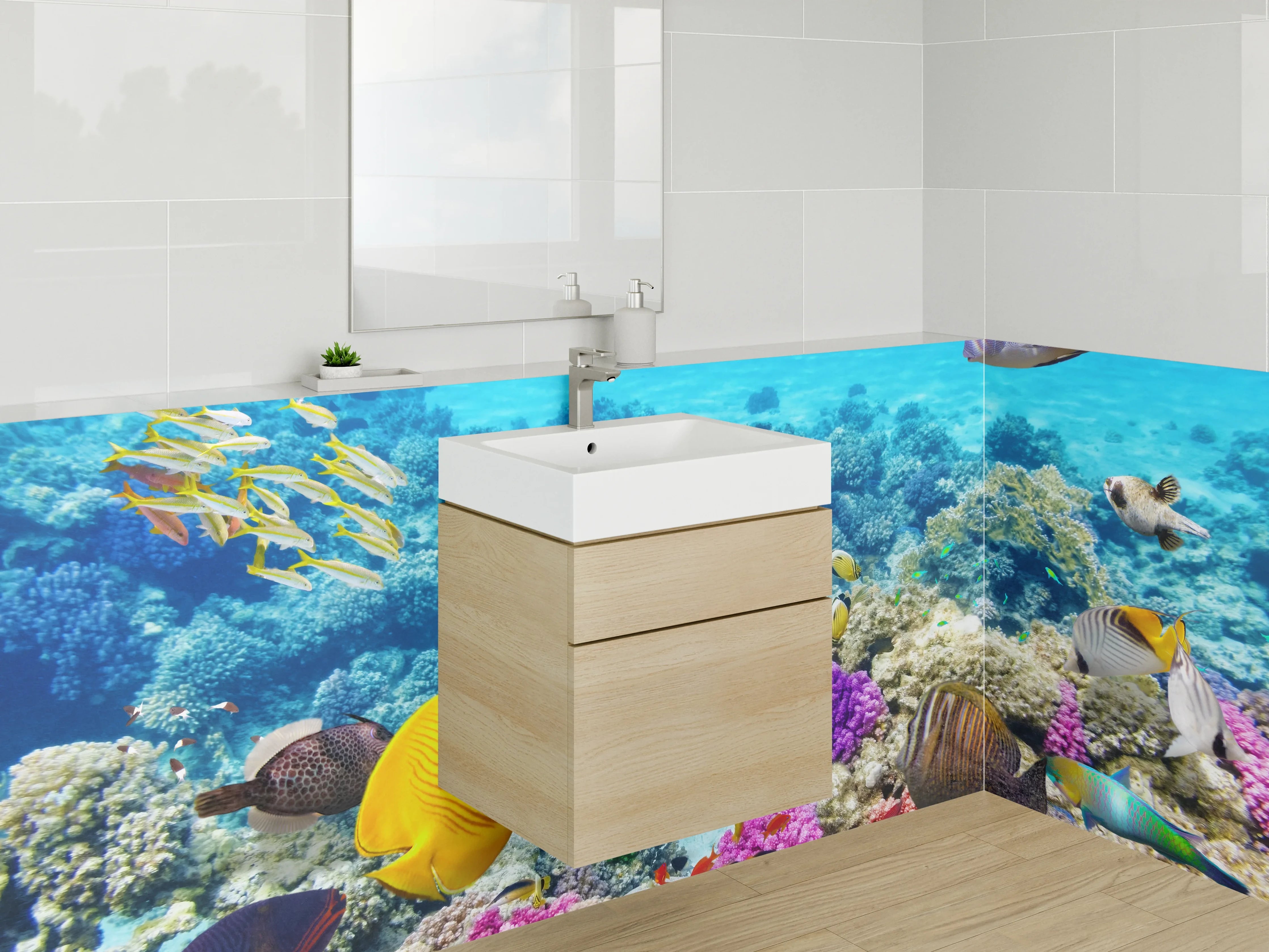 Waschbecken-Rückwand - Bunte Korallenriff Unterwasserwelt