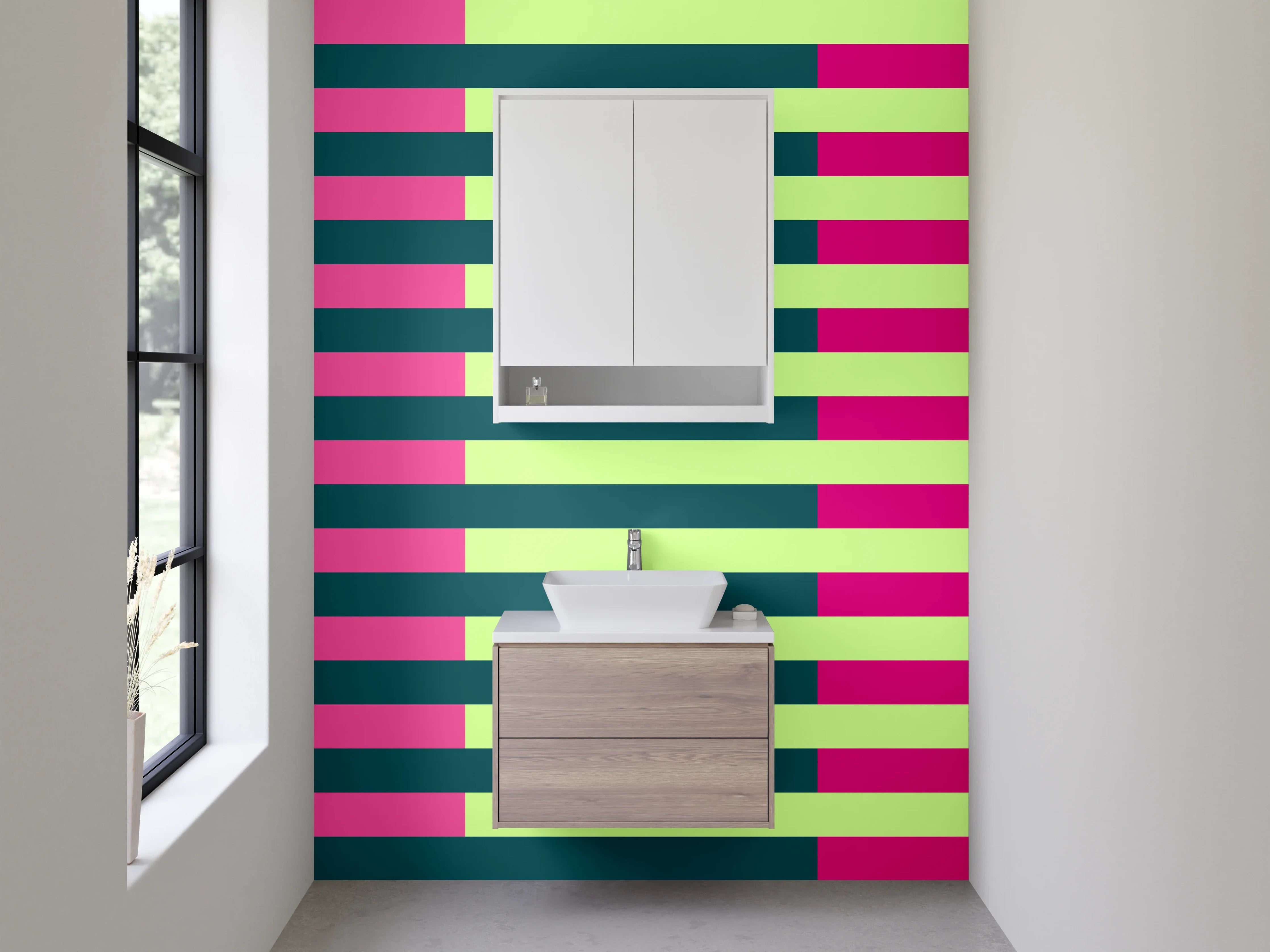Waschbecken-Rückwand - Bunte Linienmuster in Pastellfarben