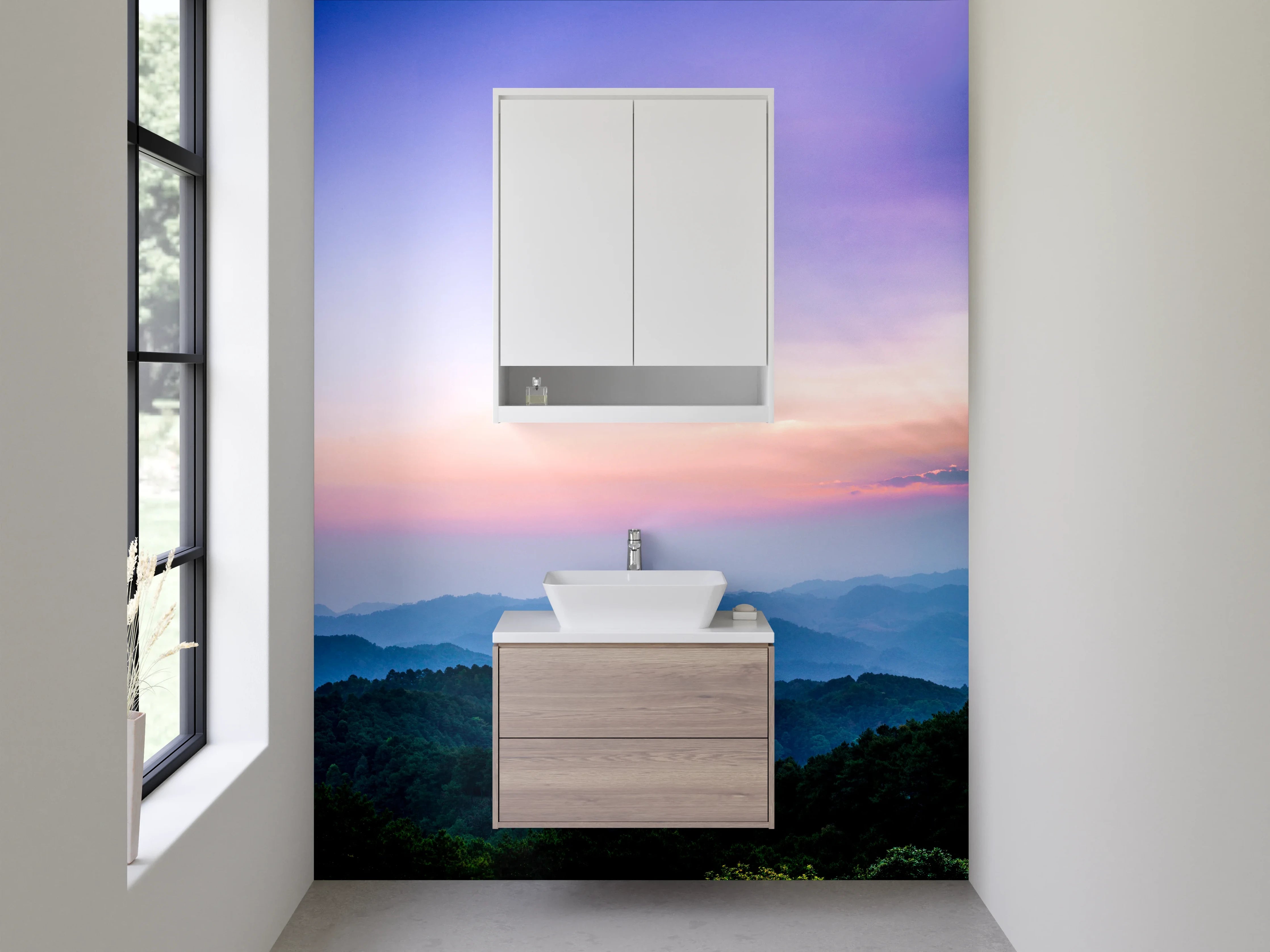 Waschbecken-Rückwand - Bunte Sonnenuntergangsstimmung über den Bergen