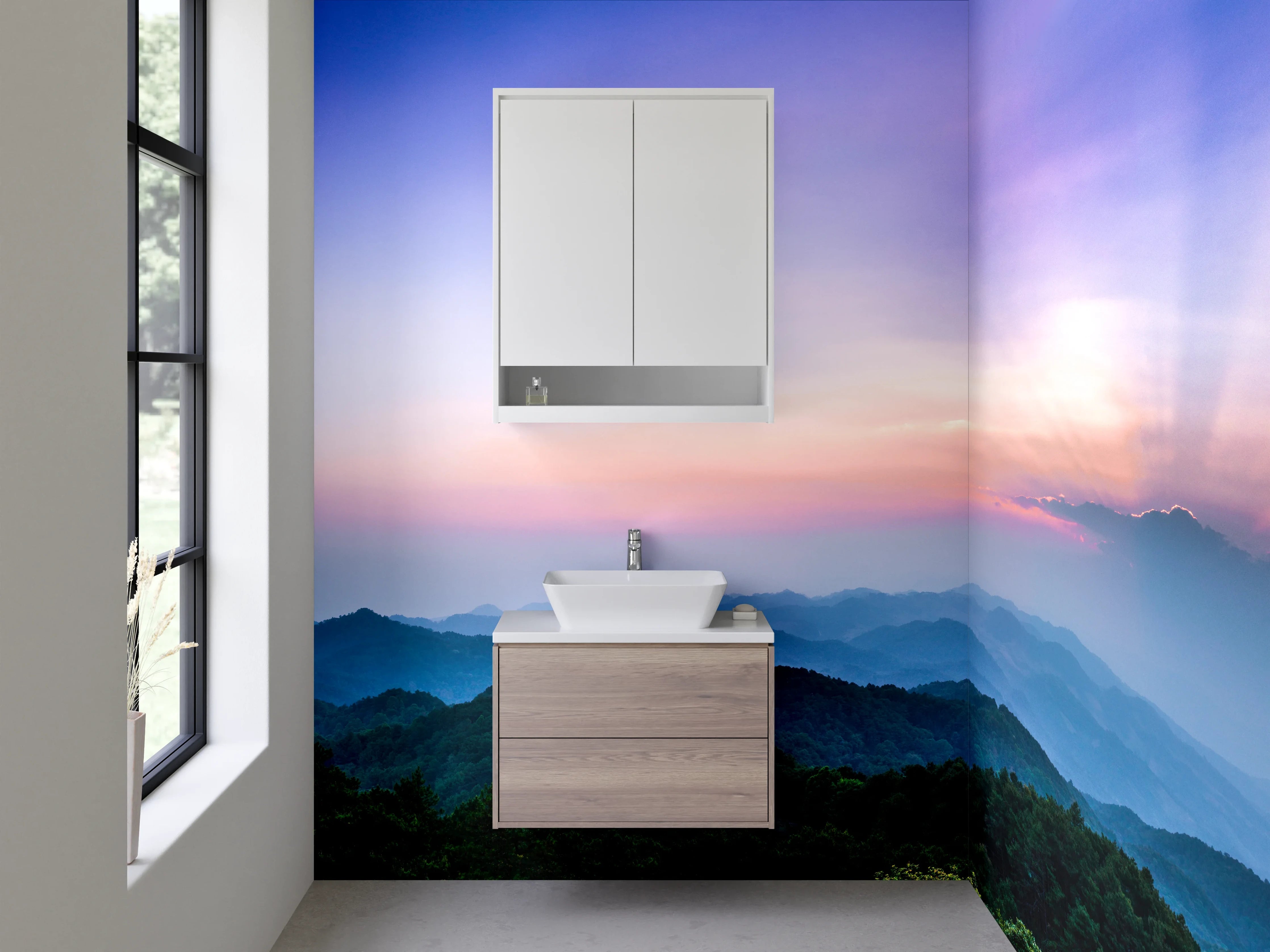 Waschbecken-Rückwand - Bunte Sonnenuntergangsstimmung über den Bergen