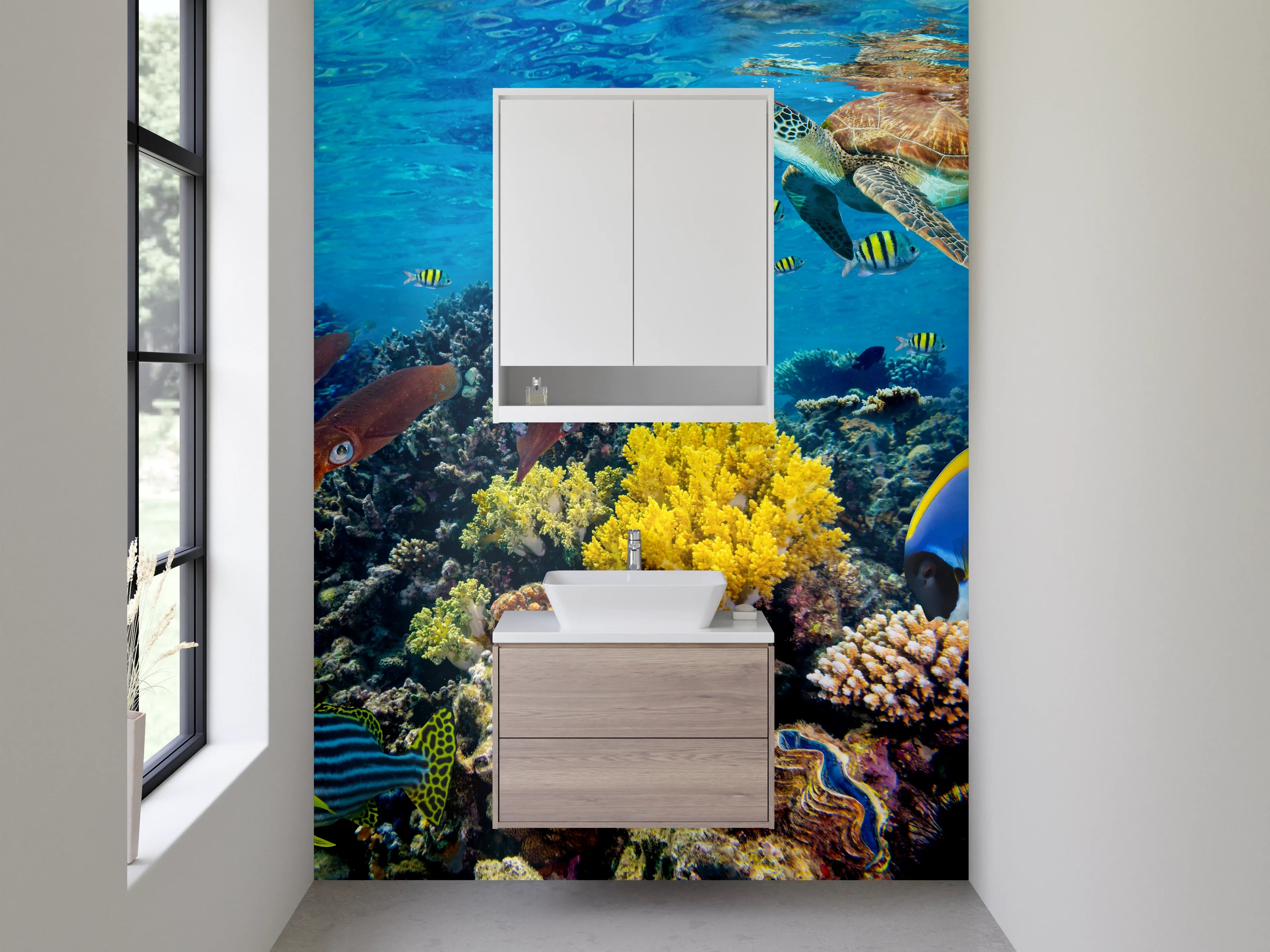 Waschbecken-Rückwand - Bunte Unterwasserwelt für Dein Zuhause