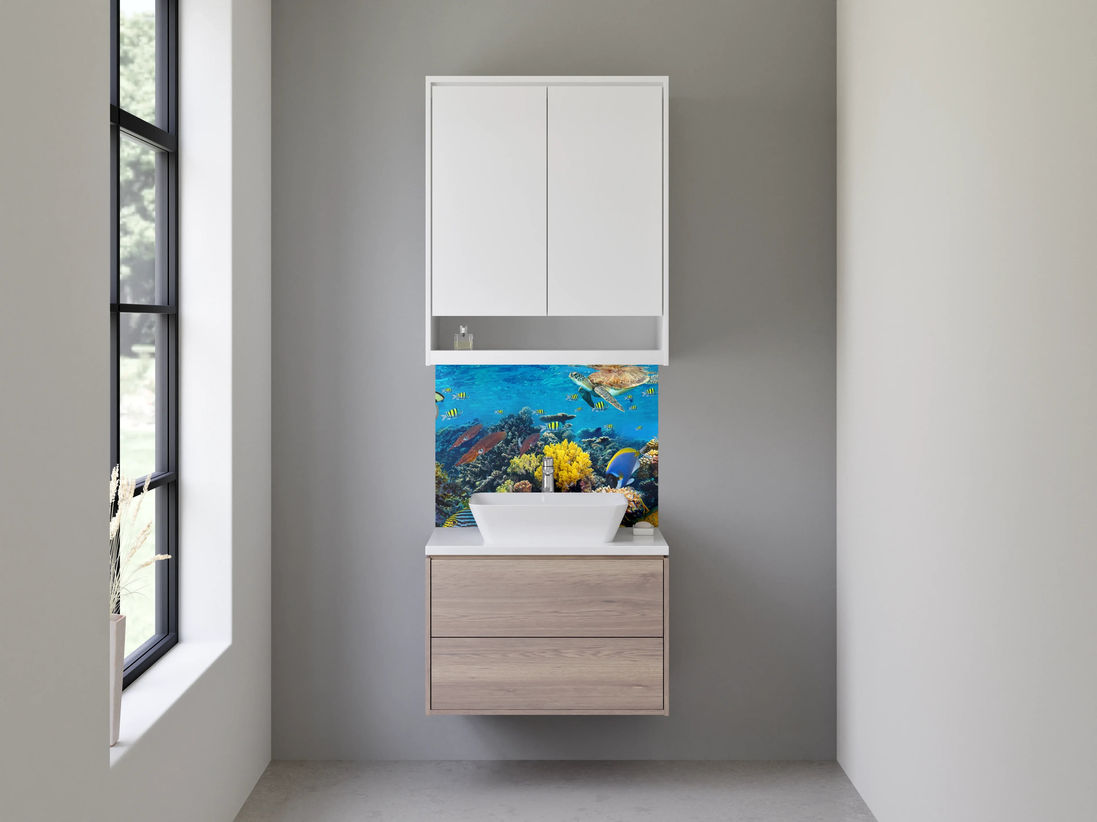Waschbecken-Rückwand - Bunte Unterwasserwelt für Dein Zuhause