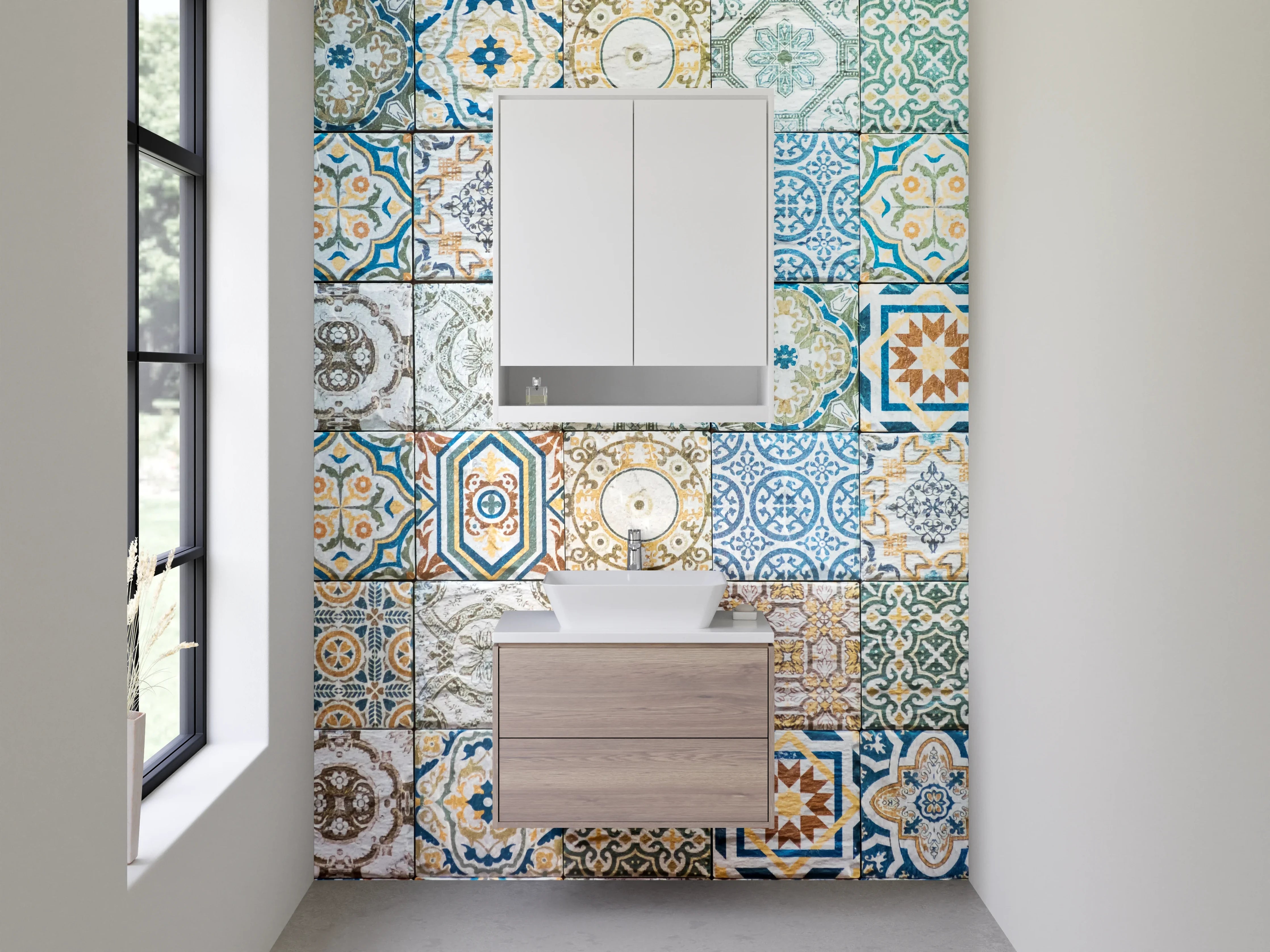 Waschbecken-Rückwand - Bunte Vintage-Mosaikfliesen Musterfliese