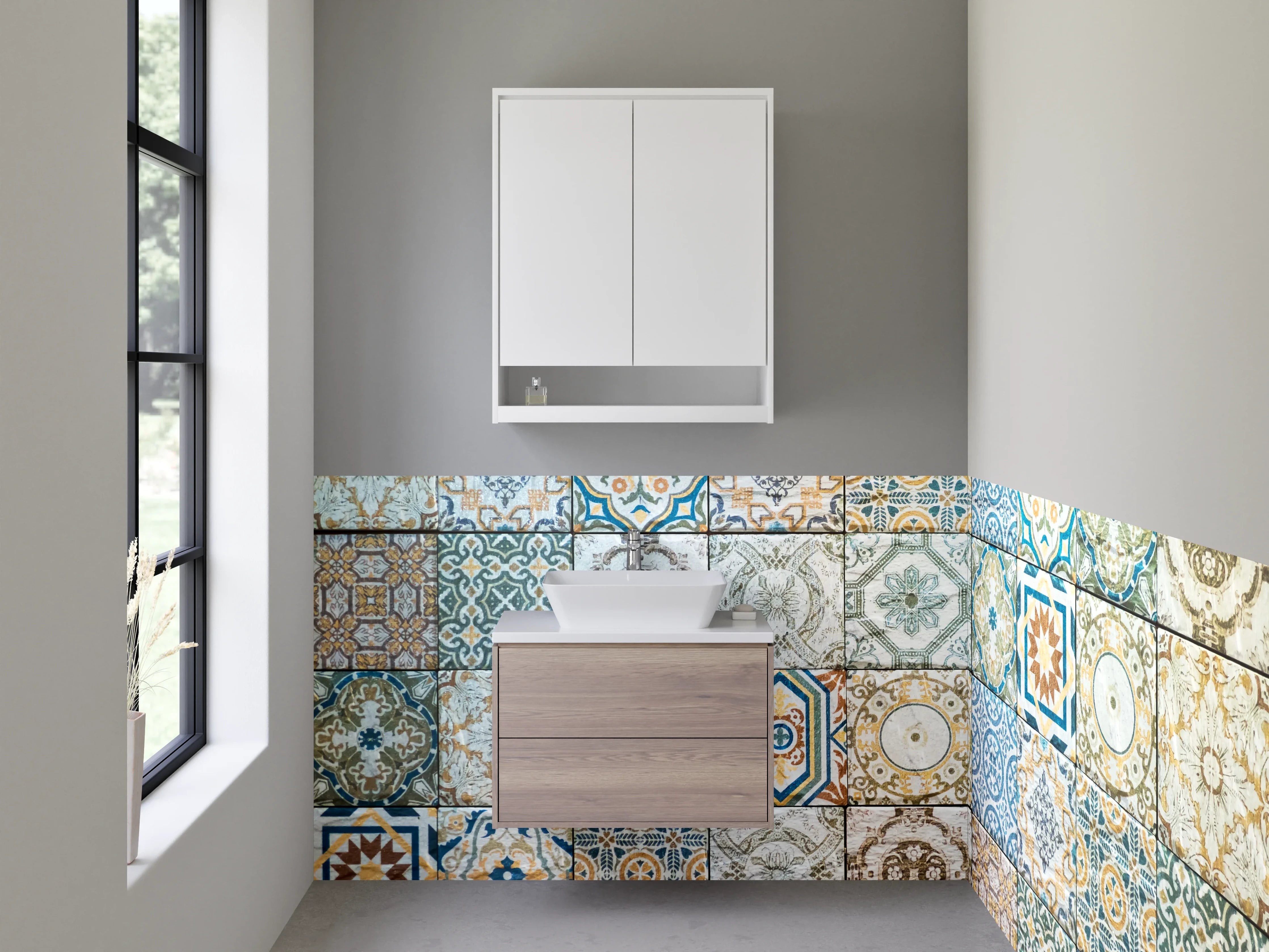 Waschbecken-Rückwand - Bunte Vintage-Mosaikfliesen Musterfliese