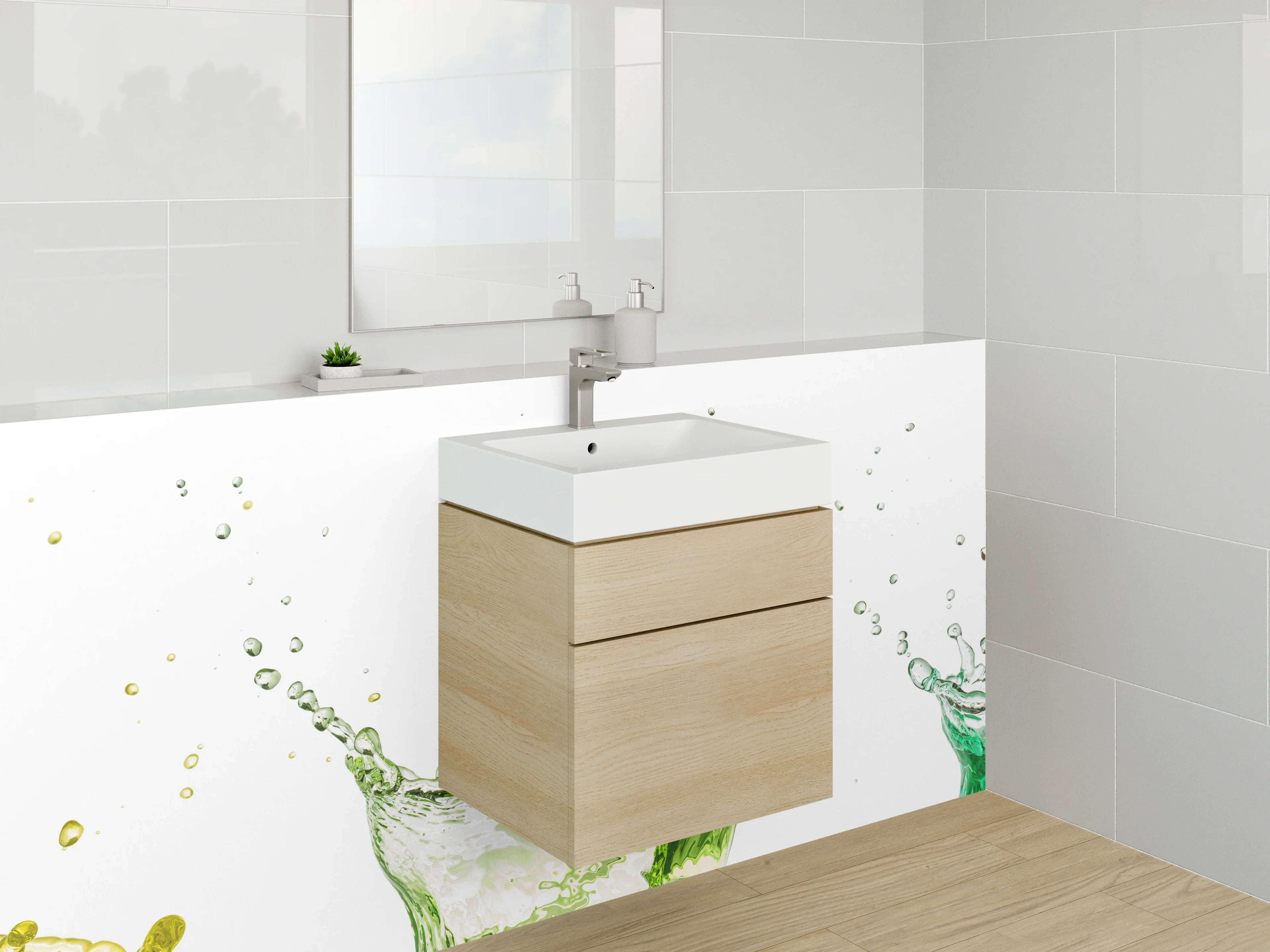 Waschbecken-Rückwand - Bunte Wasserspritzer Kunst für Küche
