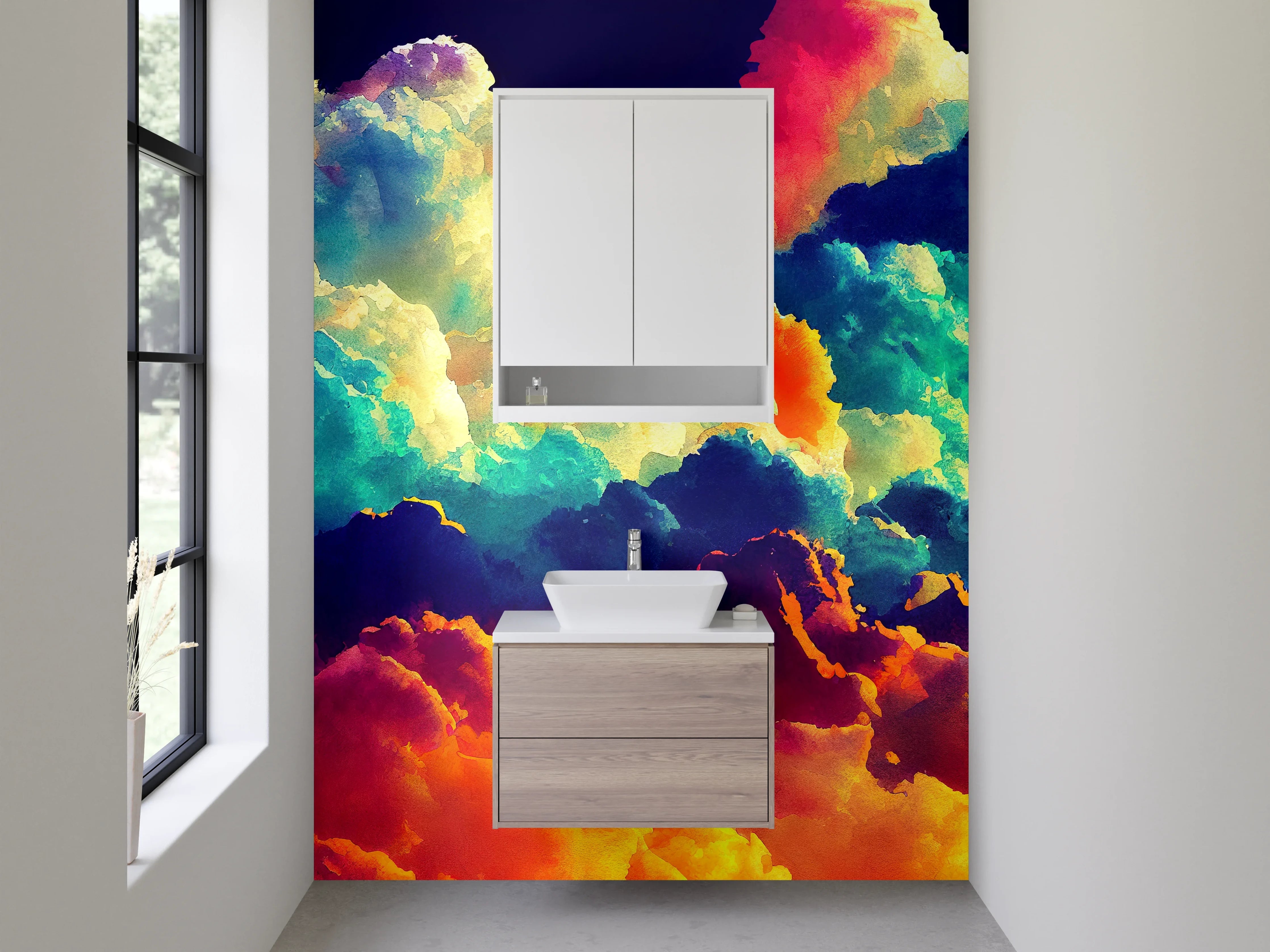 Waschbecken-Rückwand - Bunte Wolken Abstrakt Kunst