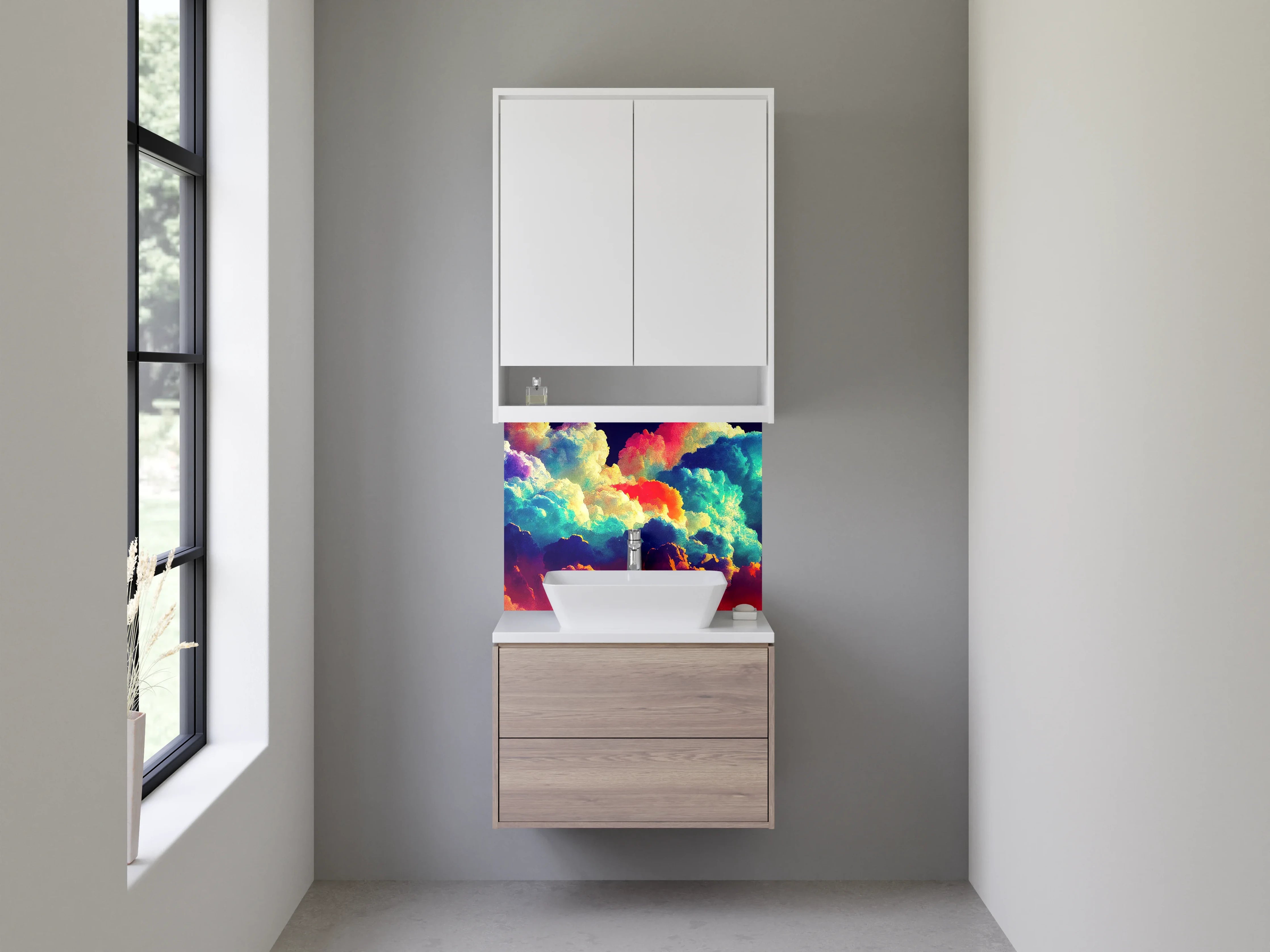 Waschbecken-Rückwand - Bunte Wolken Abstrakt Kunst