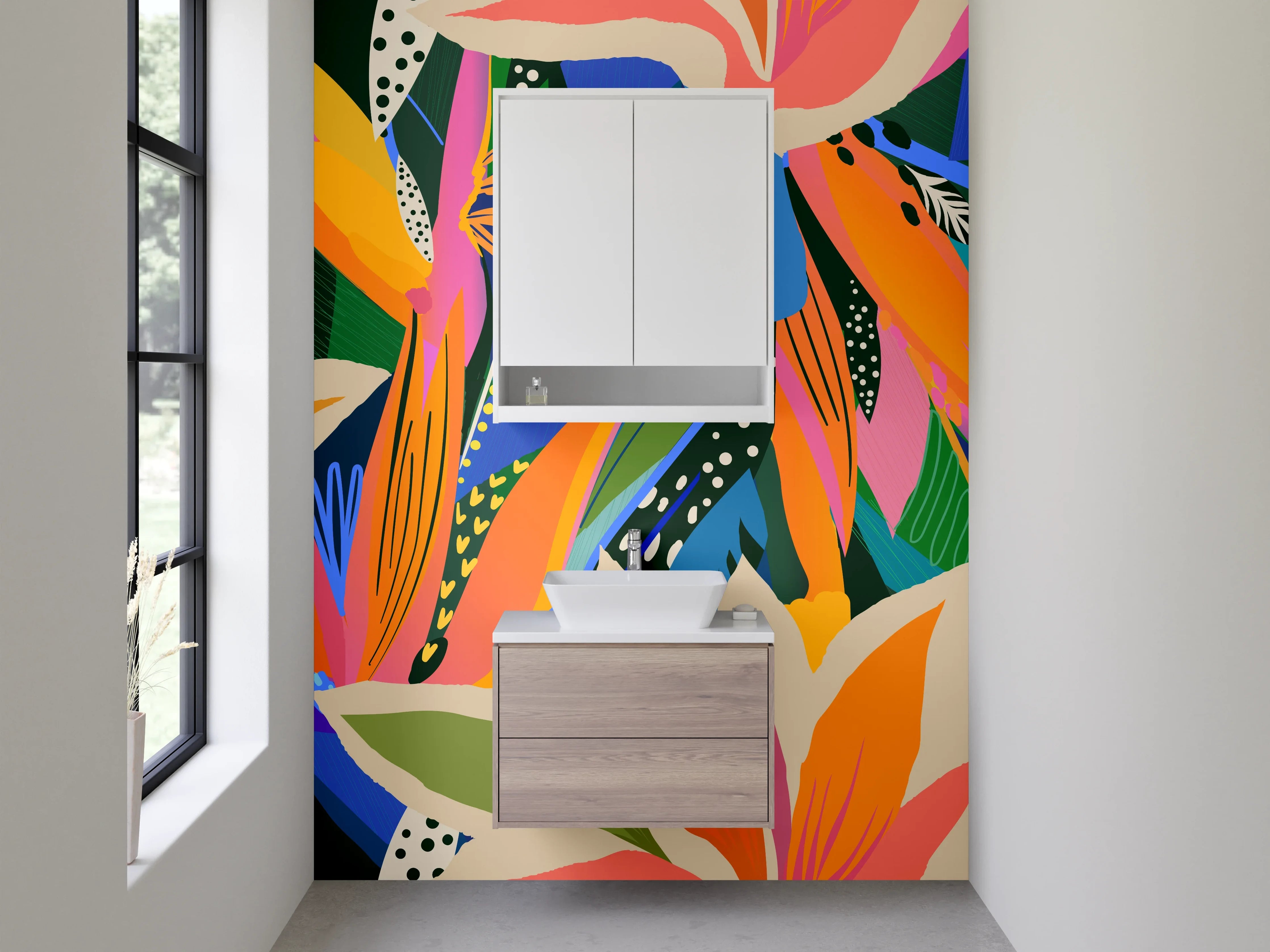 Waschbecken-Rückwand - Bunte abstrakte Blumen Illustration