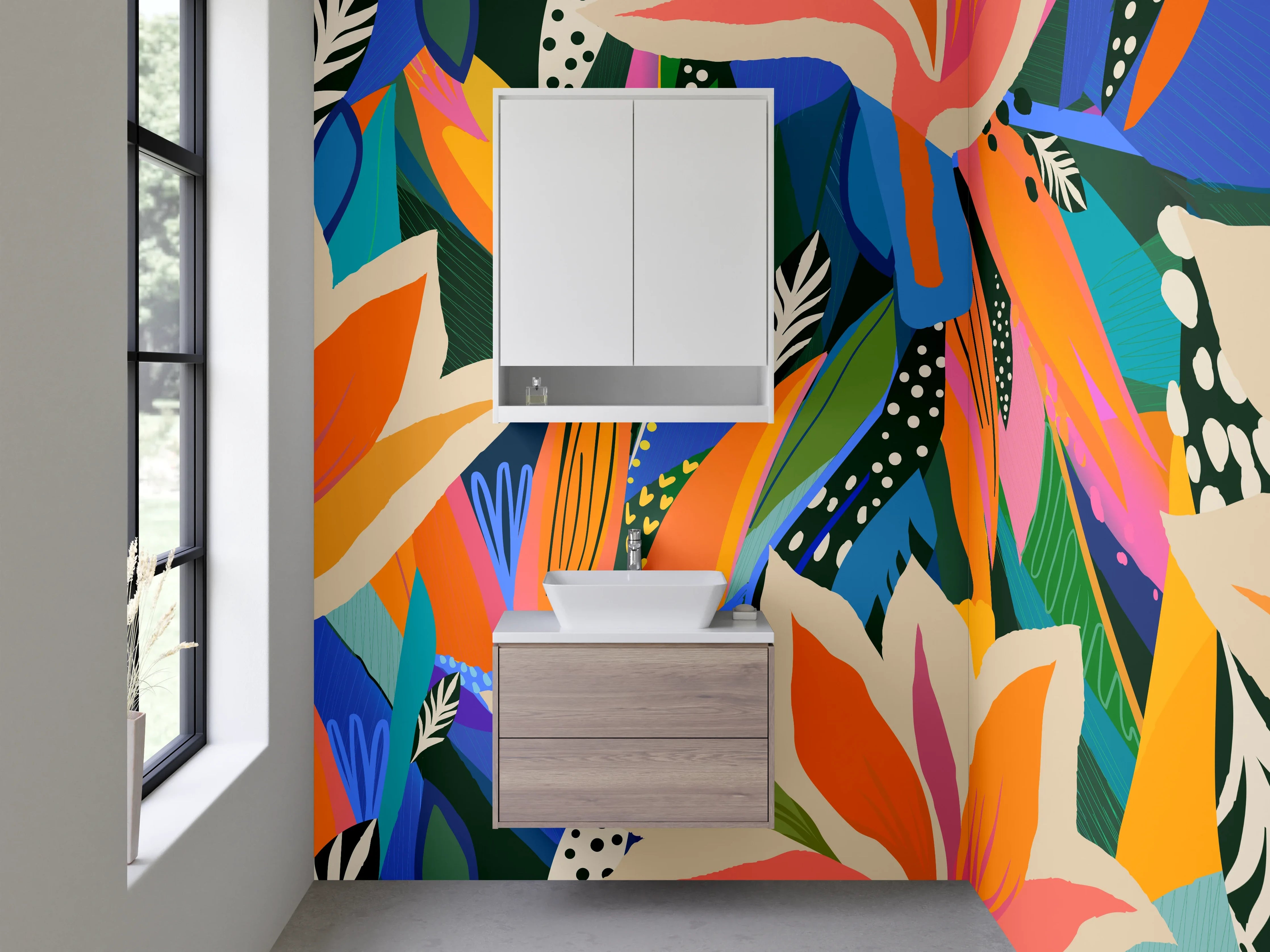 Waschbecken-Rückwand - Bunte abstrakte Blumen Illustration