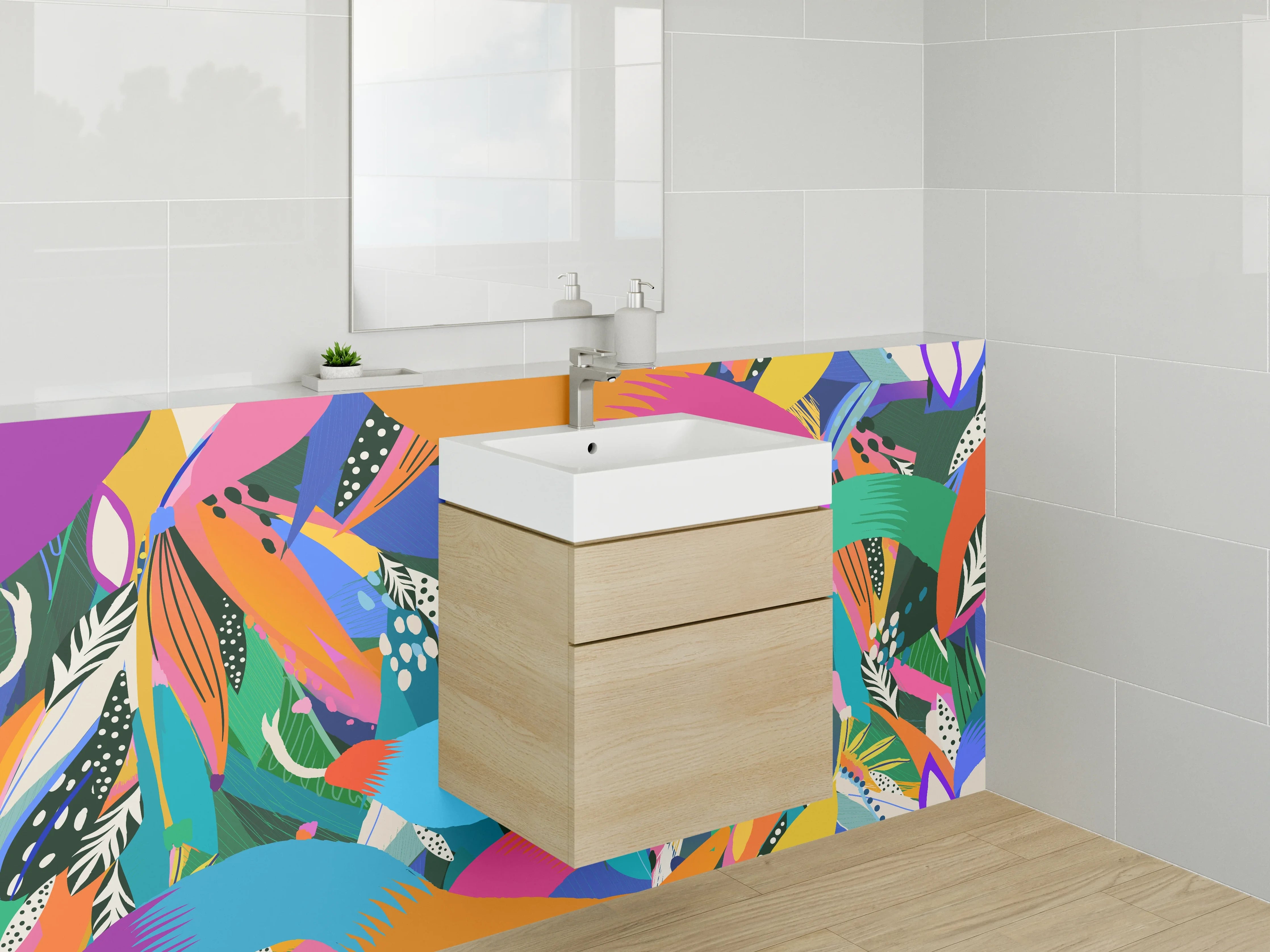 Waschbecken-Rückwand - Bunte abstrakte Kunst Muster