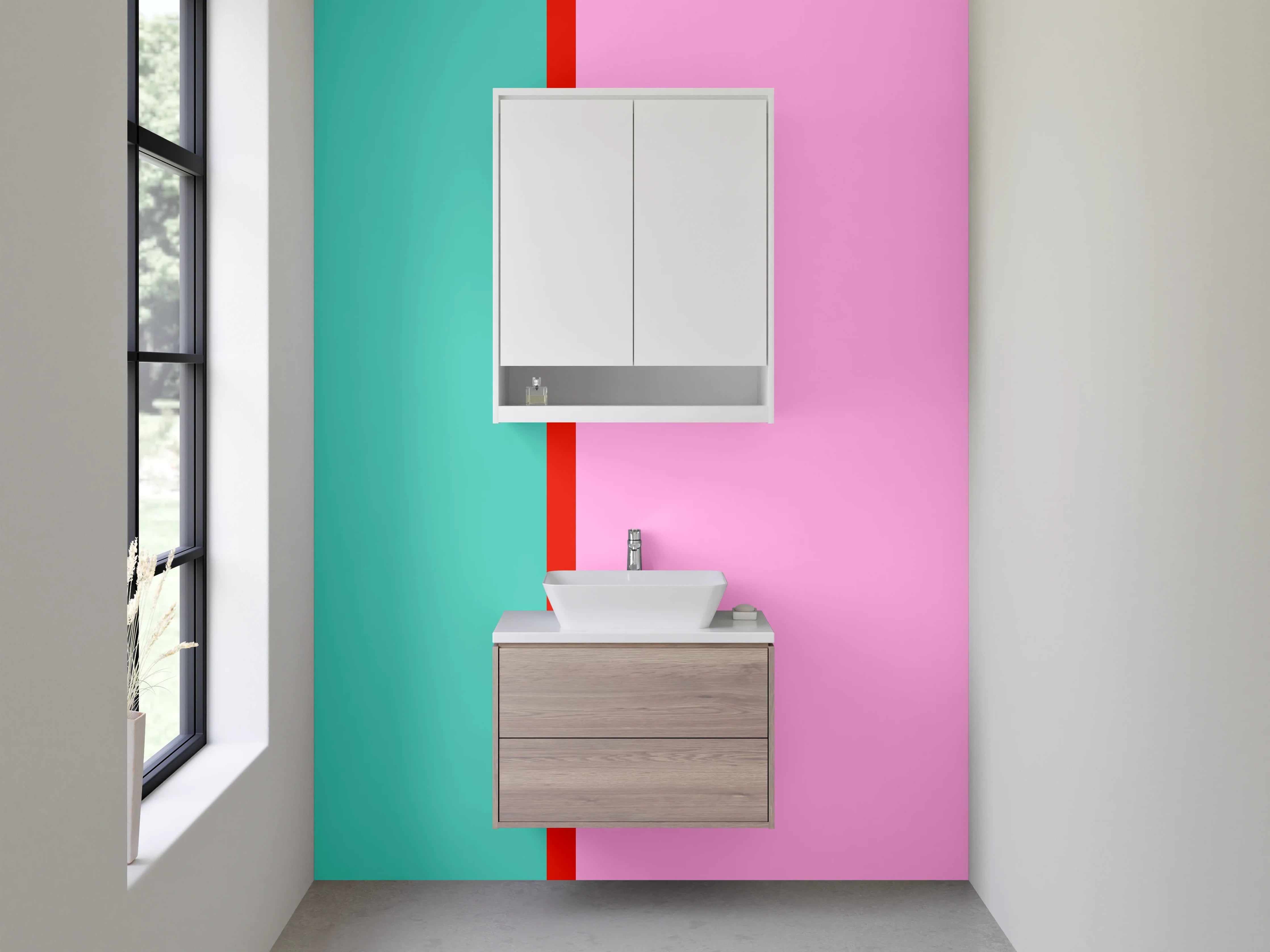 Waschbecken-Rückwand - Bunte geometrische Farbblöcke